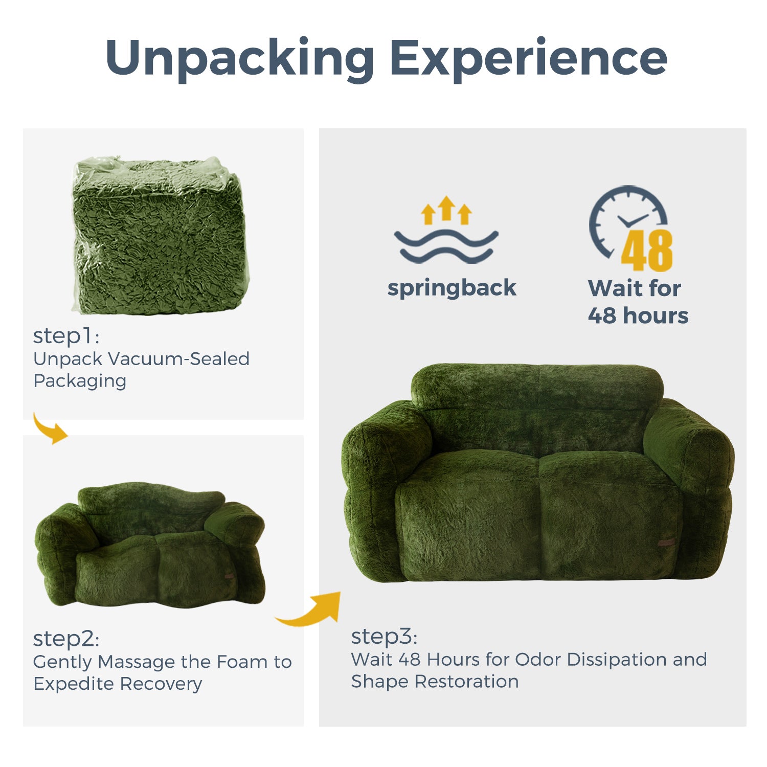 MAXYOYO Giant Bean Bag Chair - Ultra Soft Faux Fur Oversized Lounger for Adults & Teens, Green - Perfect for Bedroom, Living Room, Game Room & Dorm Relaxation