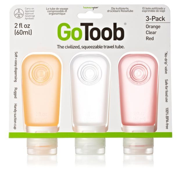 Humangear GoToob 55mL (3-Pack) - Leak-Proof Travel Bottles for Toiletries, Cosmetics & Liquids | Perfect for TSA Carry-On, Gym, Camping & Air Travel