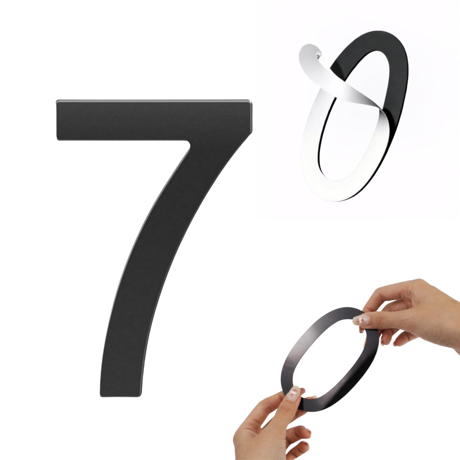 Black Acrylic Self-Adhesive House Numbers 3 Inch - Modern Address Plaque for Mailbox, Apartment, Office & Hotel Room (No.7) - Weatherproof Outdoor Home Number Sign for Easy Installation