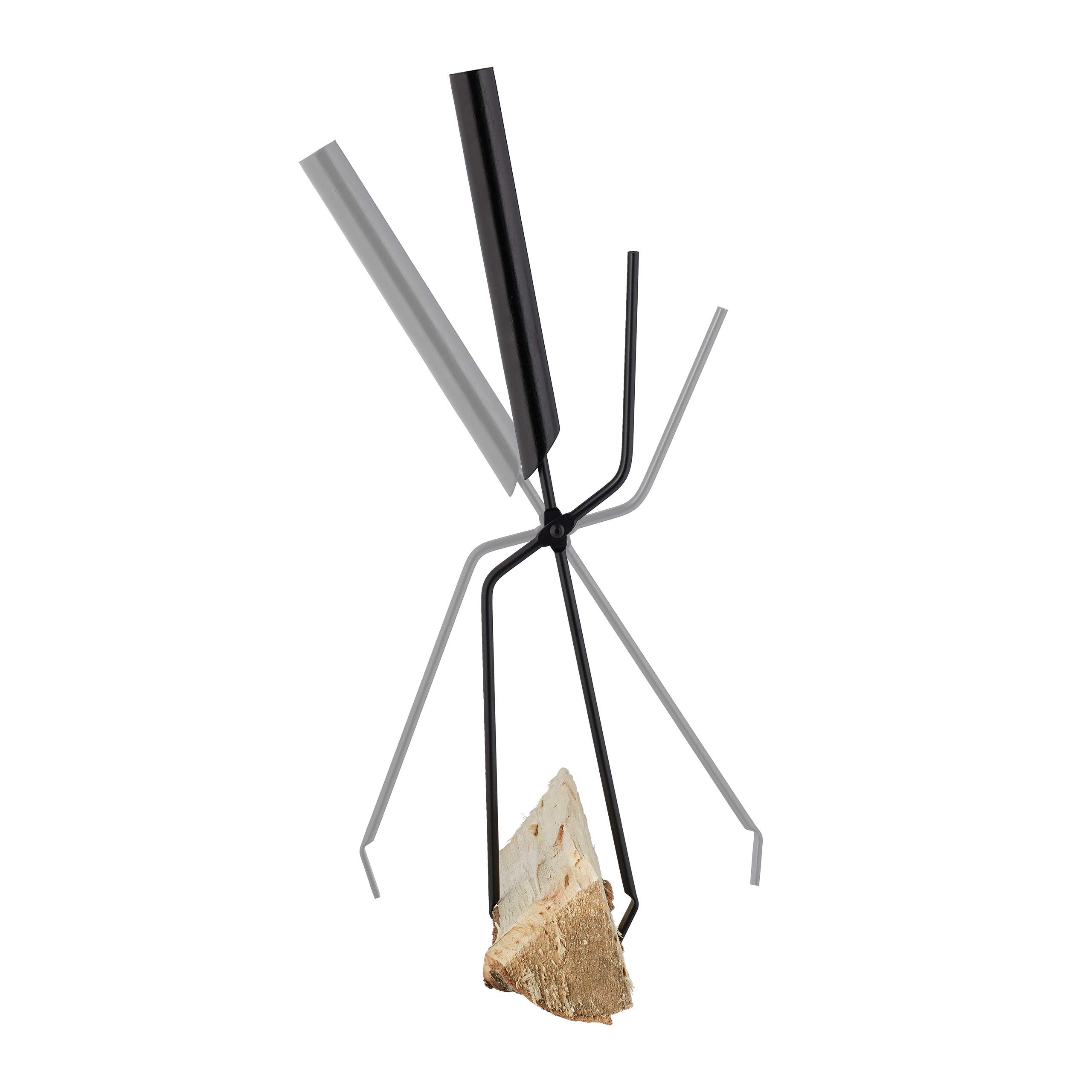 5-Piece Fireplace Tool Set with Shovel, Broom, Tongs & Stand - Modern Black Steel & Wood Fireplace Accessories (61 x 28.5 x 16cm) - Perfect for Indoor Fireplace, Hearth Maintenance & Home Decor