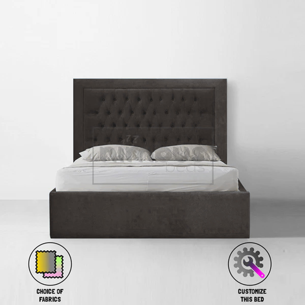 Chesterfield Bumper Bed Frame - Queen Size Upholstered Platform Bed with Tufted Headboard for Bedroom | Perfect for Modern, Classic & Luxury Home Decor