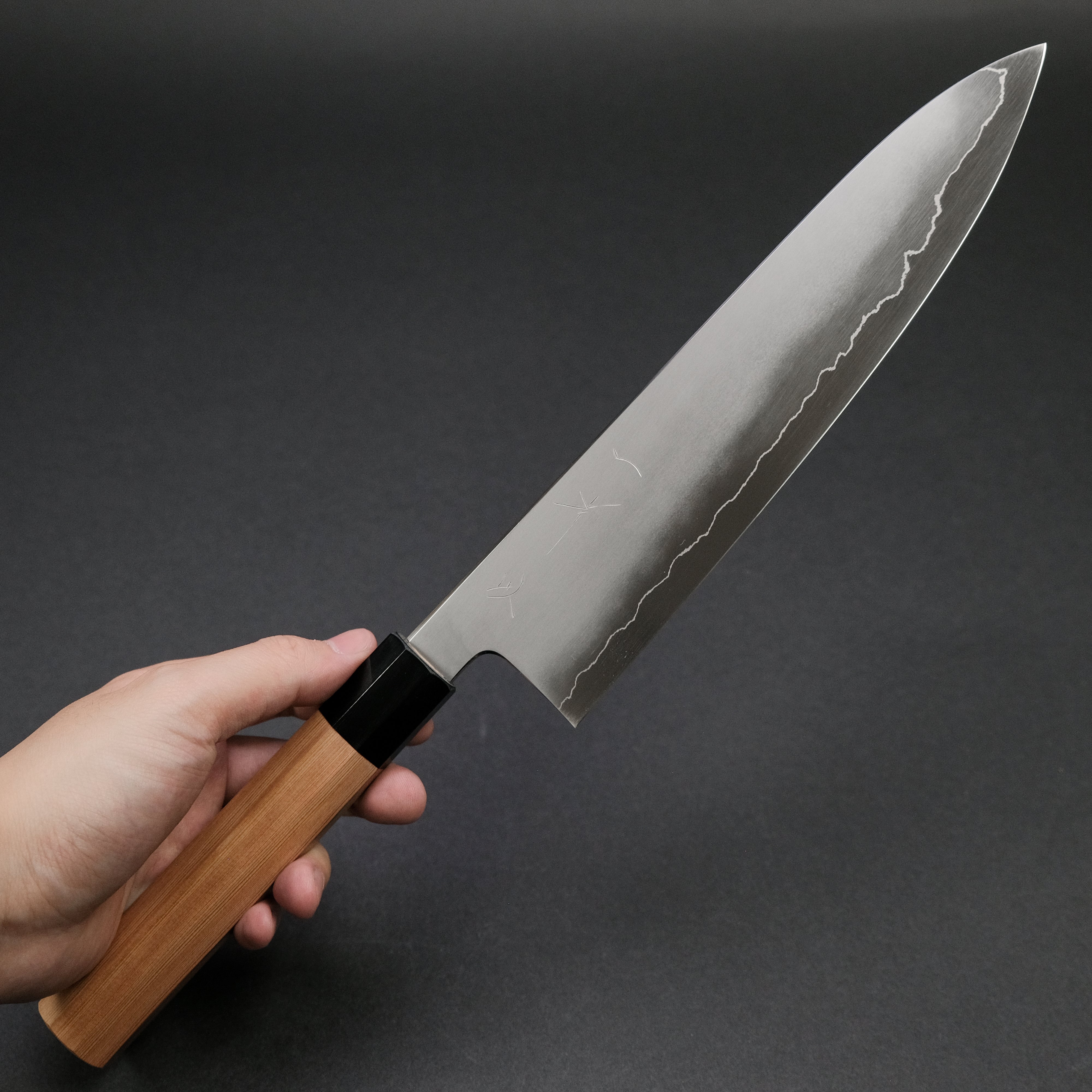 Hitohira Kikuchiyo Izo Silver #3 Gyuto Japanese Chef Knife 240mm with Yakusugi Cedar Handle - Premium Kitchen Tool for Sushi, Meat Cutting & Professional Cooking