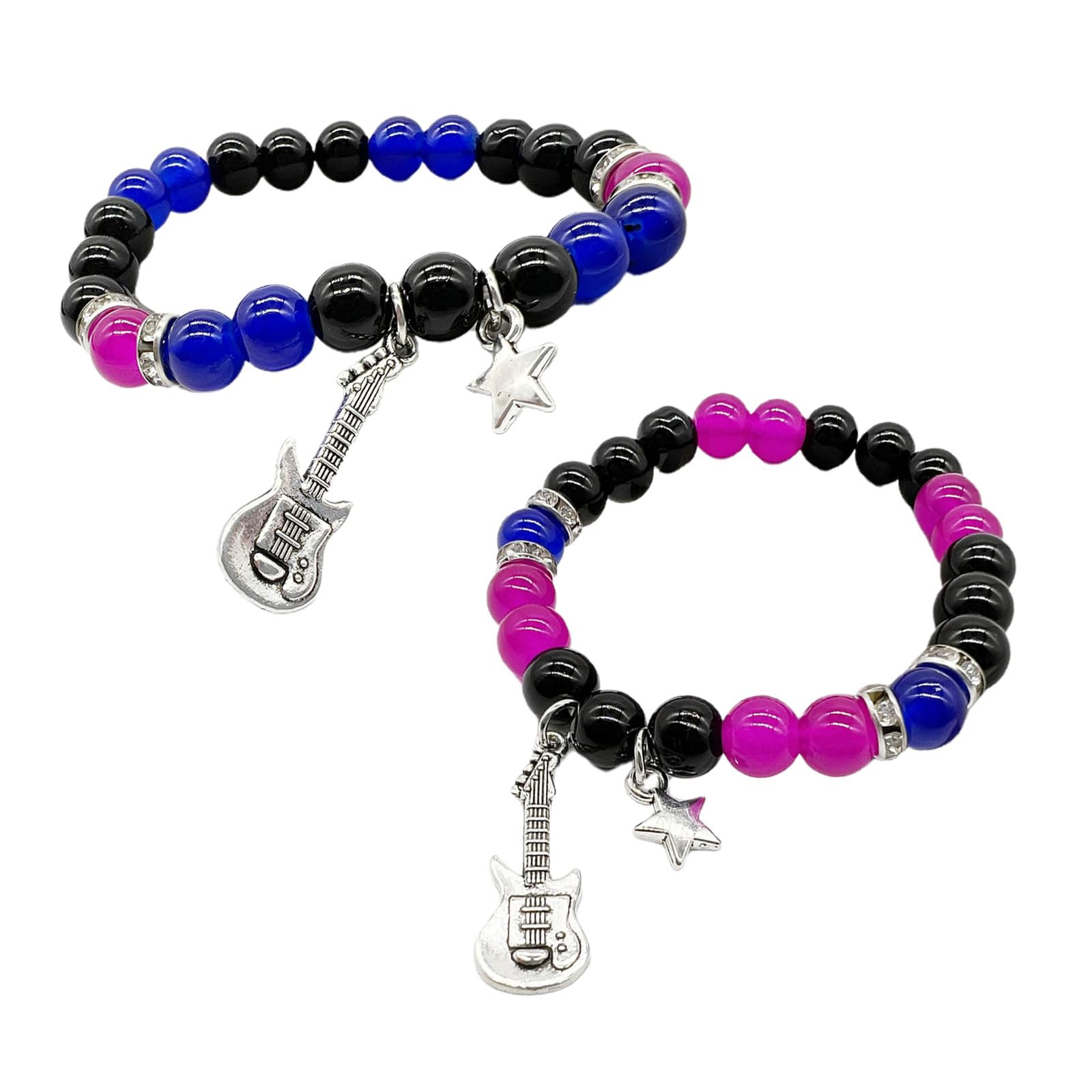 FENOHREFE Y2K Star Guitar Acrylic Bead Bracelet - Stackable Five-Pointed Star Bracelet for Women & Men | Cool Couple Matching Accessories for Music Lovers, Concerts & Festival Fashion