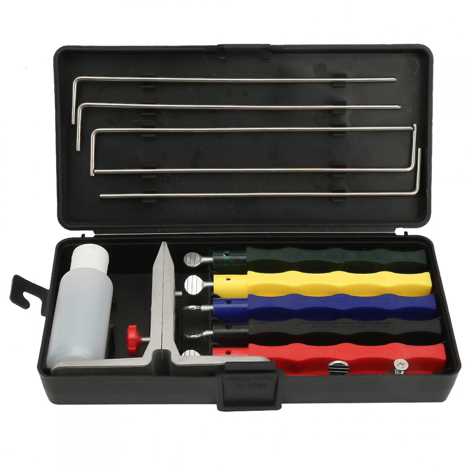 Professional Fix-Angle Knife Sharpener Kit - 4-Stage Kitchen Knife Sharpening System with Diamond & Ceramic Stones - Perfect for Chefs, Home Cooks & Outdoor Enthusiasts (Great for Kitchen, Camping & Hunting Knives)