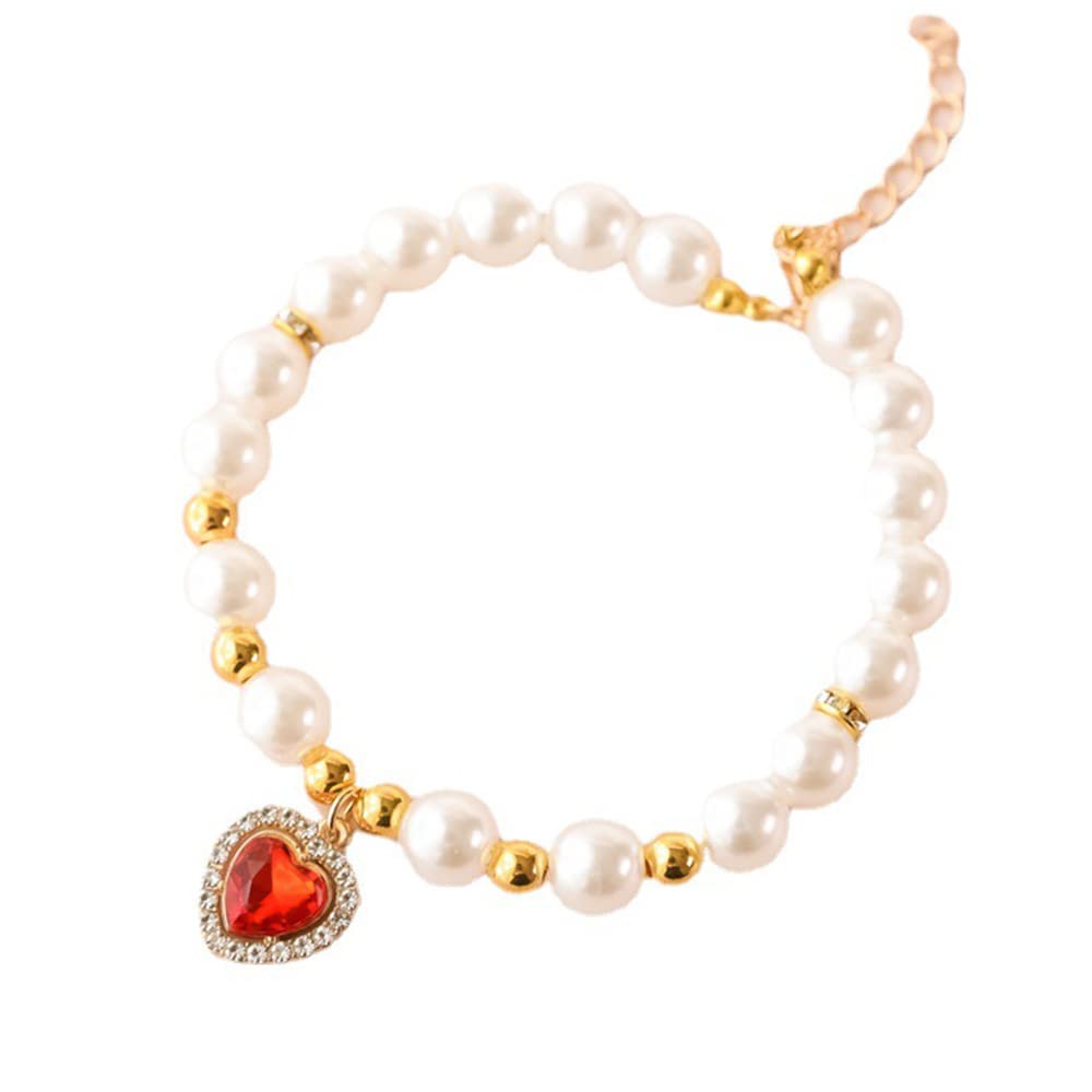 Adjustable Pearl Pet Collar for Cats & Small Dogs - Rhinestone Jewelry Necklace for Kittens & Medium Dogs - Perfect for Grooming, Parties & Photo Shoots