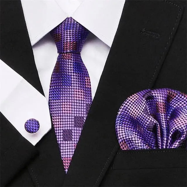 Premium Jacquard Woven Silk Necktie Set for Men - Elegant Formal & Business Attire - Perfect for Weddings, Office & Special Occasions