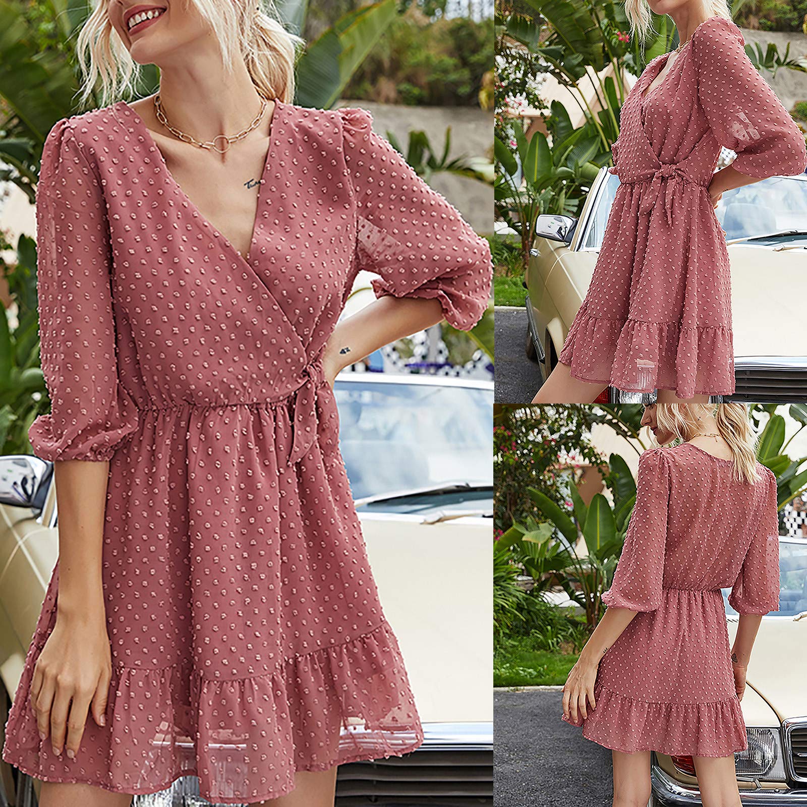 Women's Winter Dresses Black Floral Print Linen Button Down Dress - Casual Long Sleeve Tunic for Holiday Parties, Christmas Gatherings & Office Wear