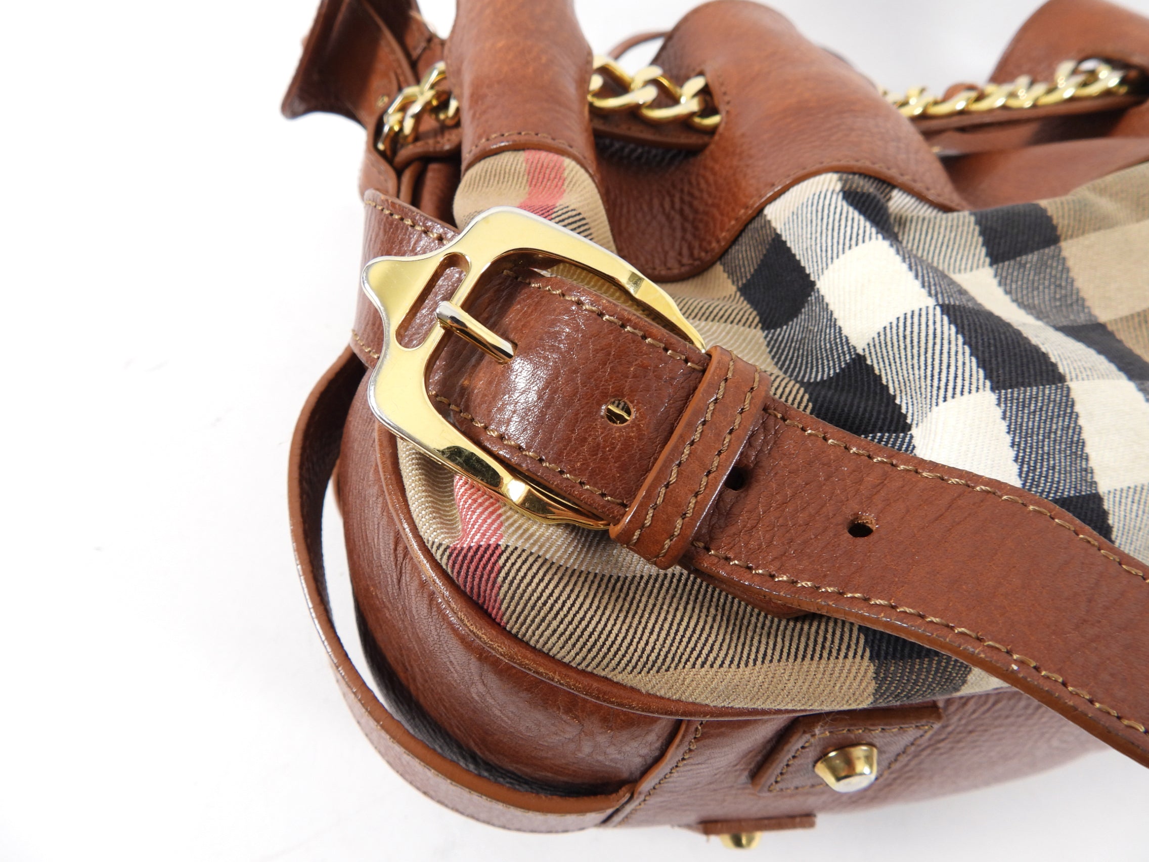 Burberry Margaret Brown Nova Check Chain Shoulder Bag - Luxury Designer Crossbody Purse for Women | Perfect for Work, Travel & Evening Events