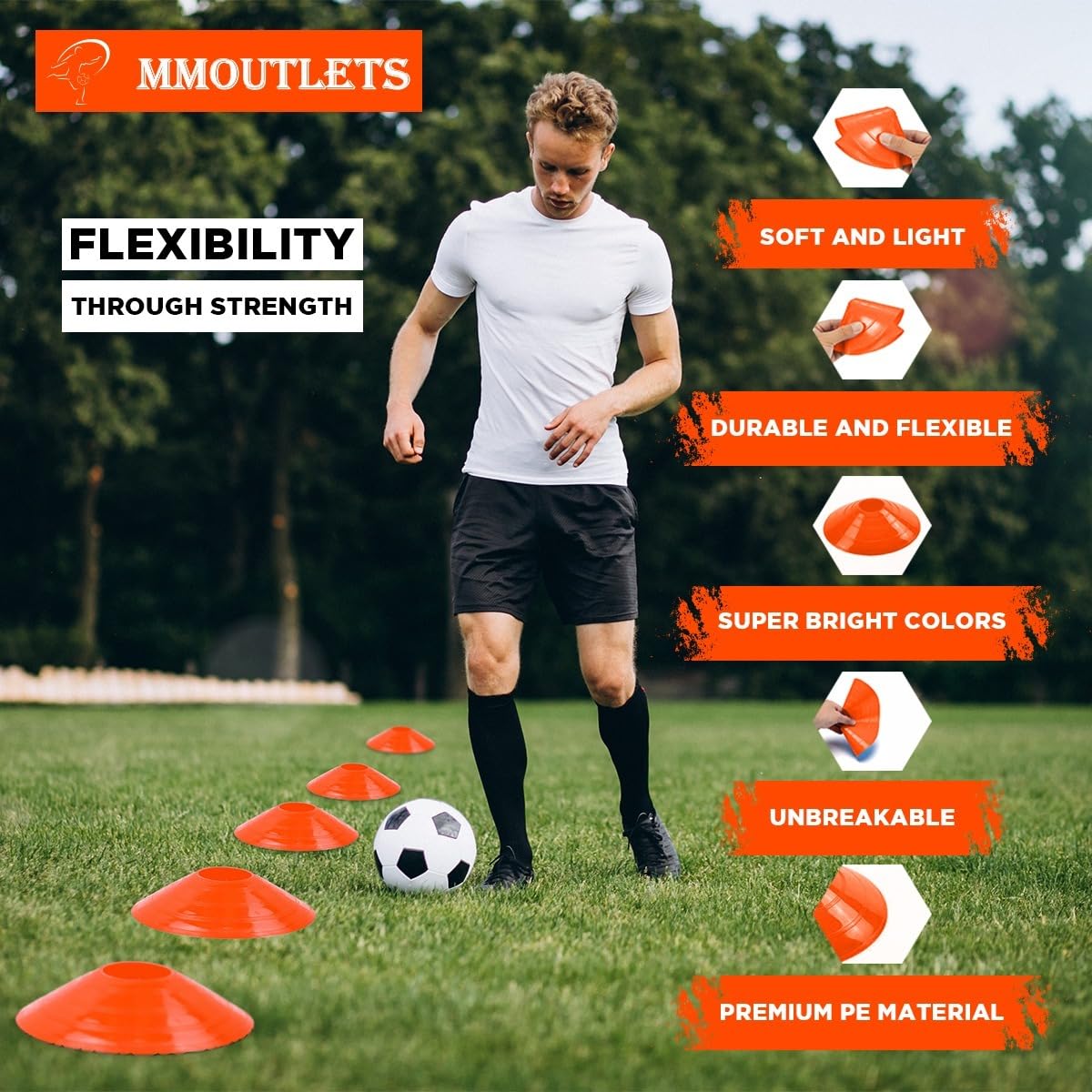 60/40/20 Pack Pro-Grade Soccer Training Cones Set - Durable Agility Cones with Carry Bag & Strap Holder for Football, Basketball, Sports Drills - Perfect for Coaches, Athletes & Kids Outdoor Training Sessions