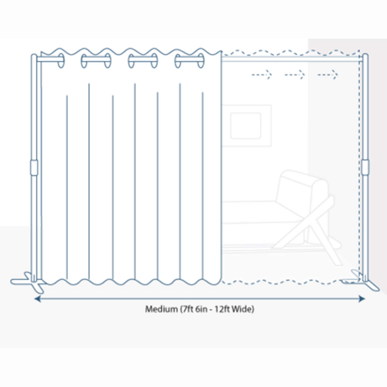 End2End Room Divider Kit - Medium B, 9ft Tall x 7ft 6in - 12ft Wide, Natural White | Portable Freestanding Partition for Bedroom Privacy, Office Space Divider & Blackout Curtains - Perfect for Studios, Dorms, and Home Offices