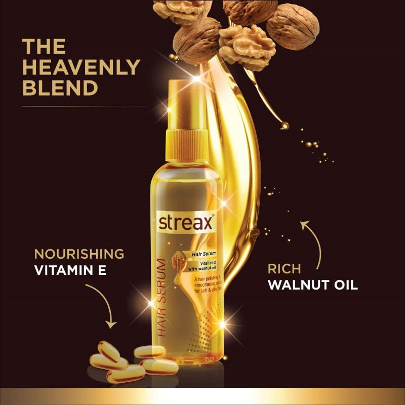 Streax Walnut Serum 200ml + Ultralights Mocha Brown Hair Color - Pack of 2 (3 Items Set) for Smooth, Shiny Hair & Natural Brown Highlights - Perfect for Home Hair Care & Styling