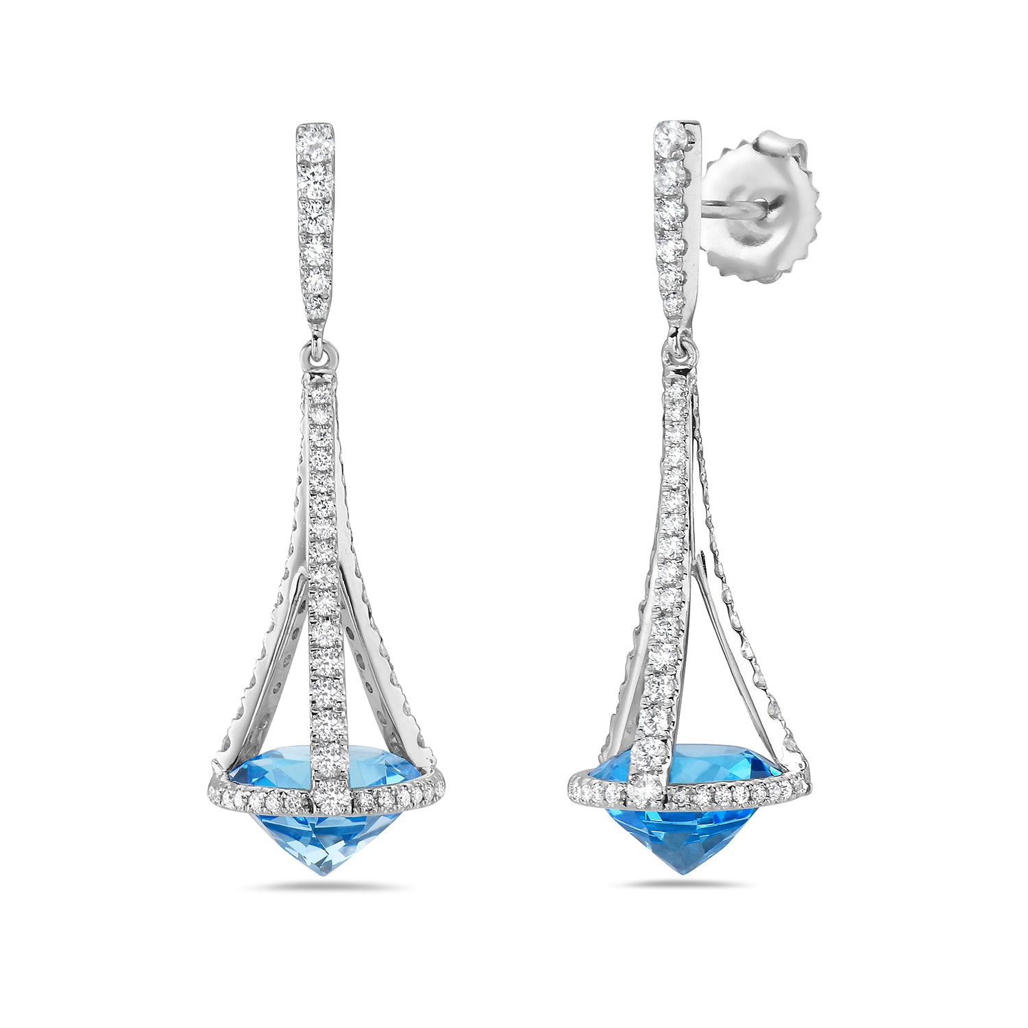 Exquisite Diamond & Blue Topaz Chandelier Earrings for Women - Elegant Dangling Statement Jewelry for Parties, Weddings & Special Occasions