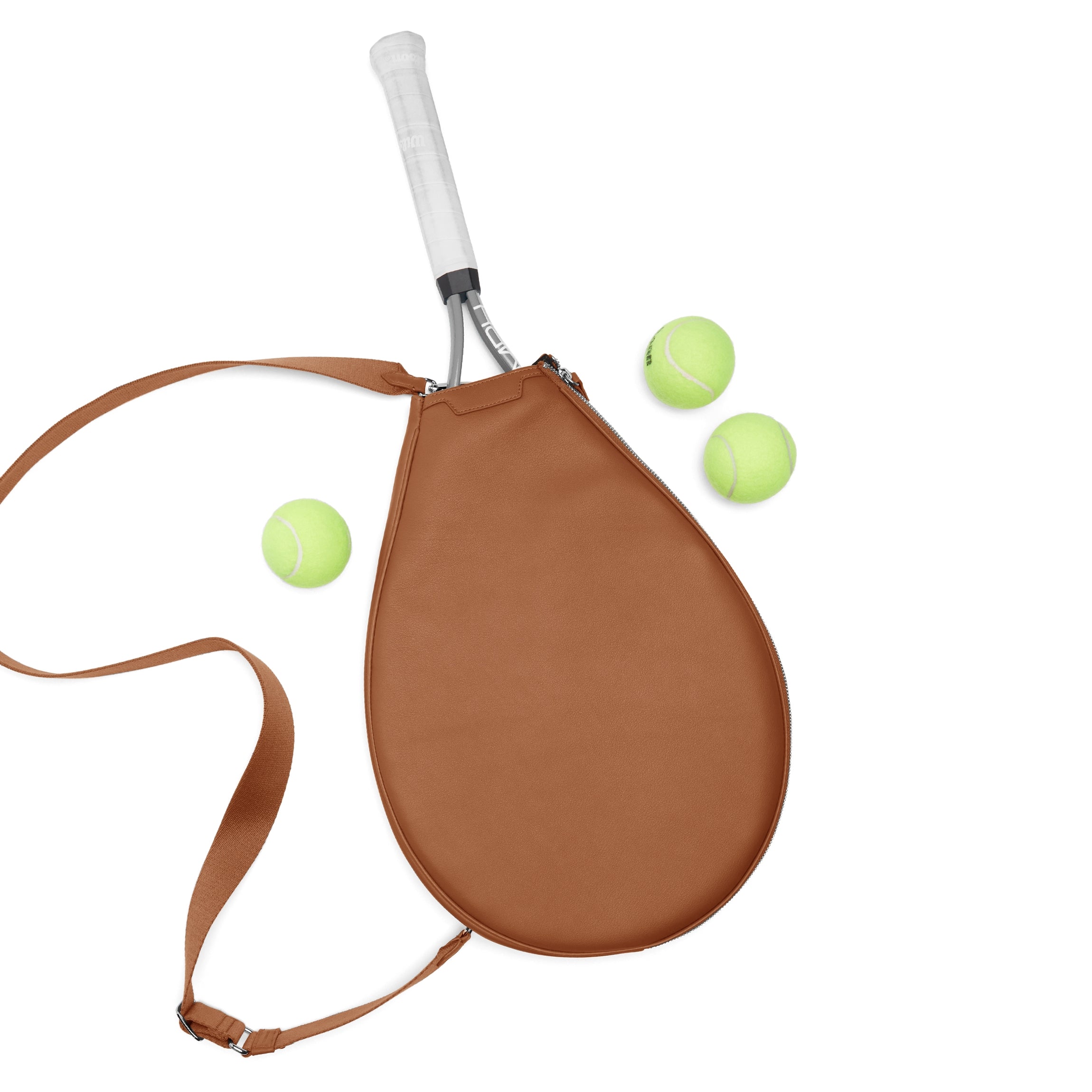 Premium Leather Tennis Sling Bag in Cognac Brown - Stylish & Durable for Tennis, Gym, and Travel Accessories
