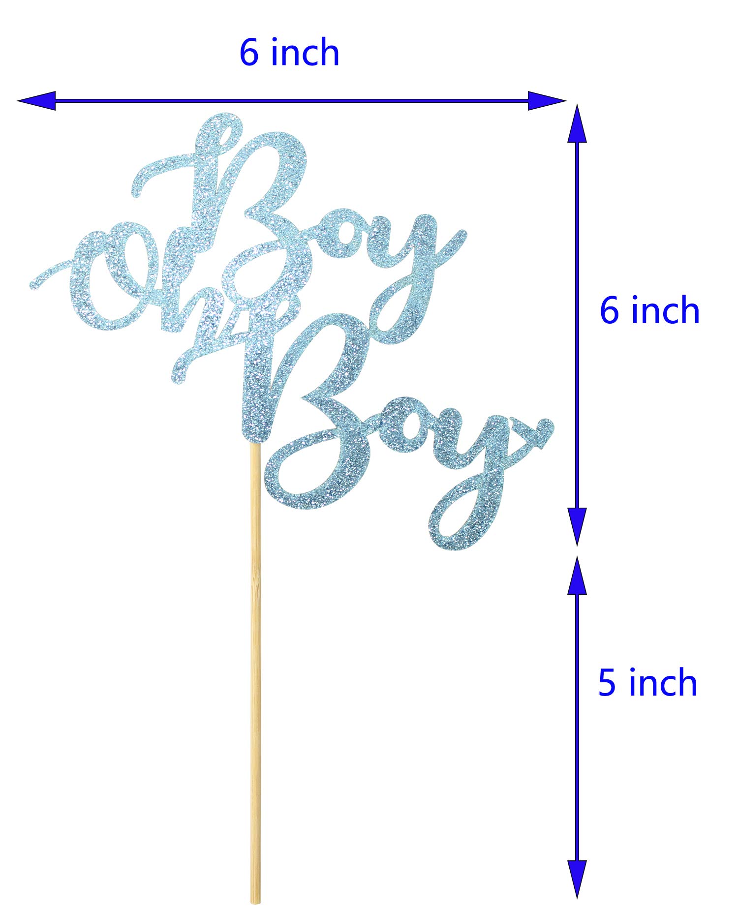 Blue Glitter Boy Cake Topper - It's a Boy, Prince, Baby Shower, Gender Reveal, Birthday Party Decorations - Gold Glitter - Perfect for Baby Showers, Gender Reveal Parties, and First Birthday Celebrations