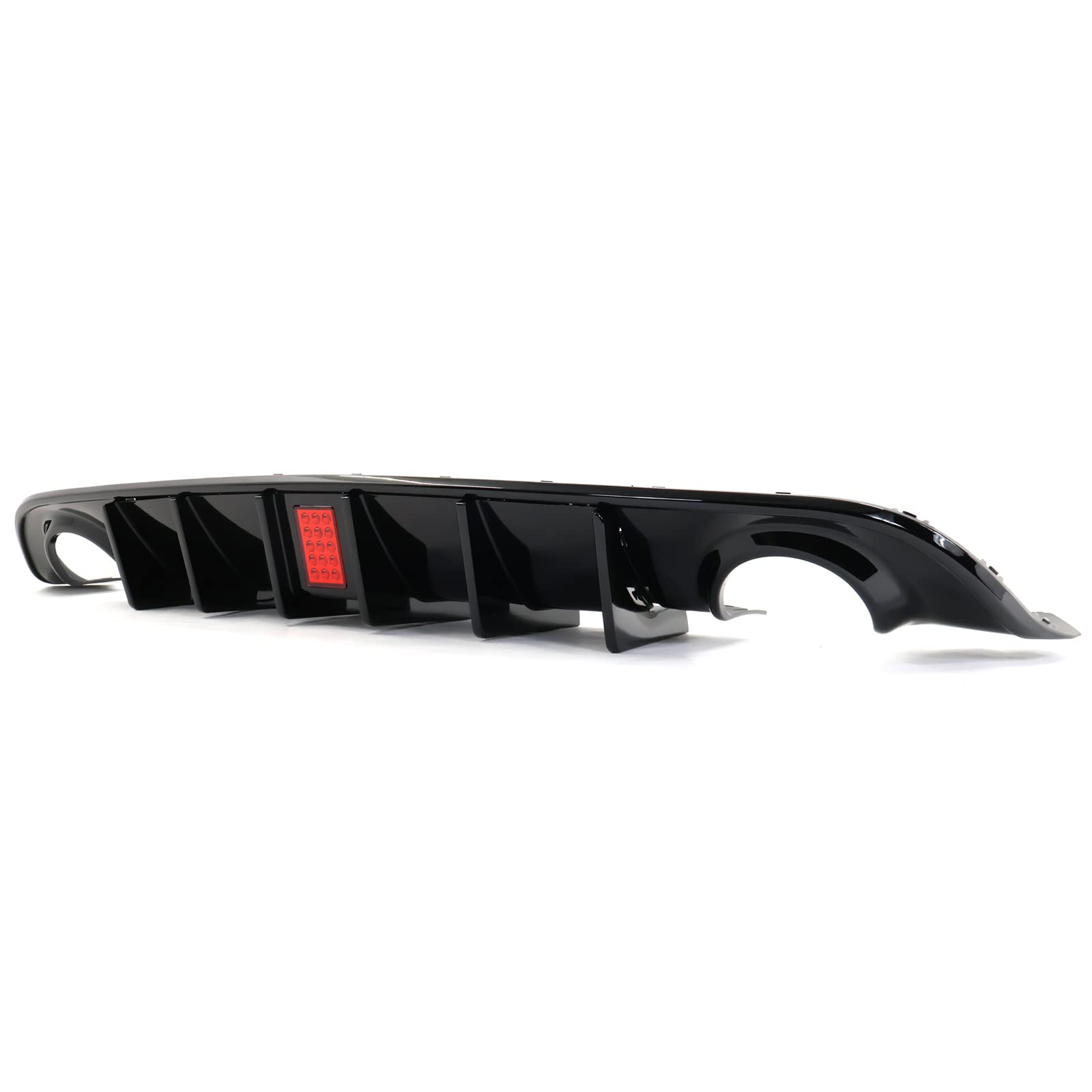 FREEMOTOR802 Rear Bumper Diffuser w/LED Light for 2015-2023 Dodge Charger | IKON V4 Style Gloss Black Lip Shark Fins | PP Material | Enhances Sporty Look & Night Visibility | Perfect for Car Enthusiasts & Street Racing
