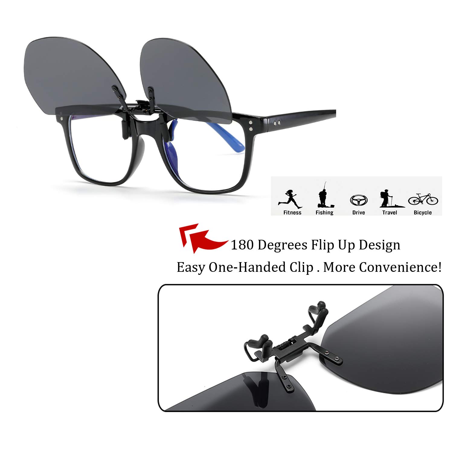 Polarized Clip-On Sunglasses for Prescription Glasses - Anti-Glare UV Protection Driving Glasses for Men & Women - Perfect for Outdoor Activities, Driving, and Sports