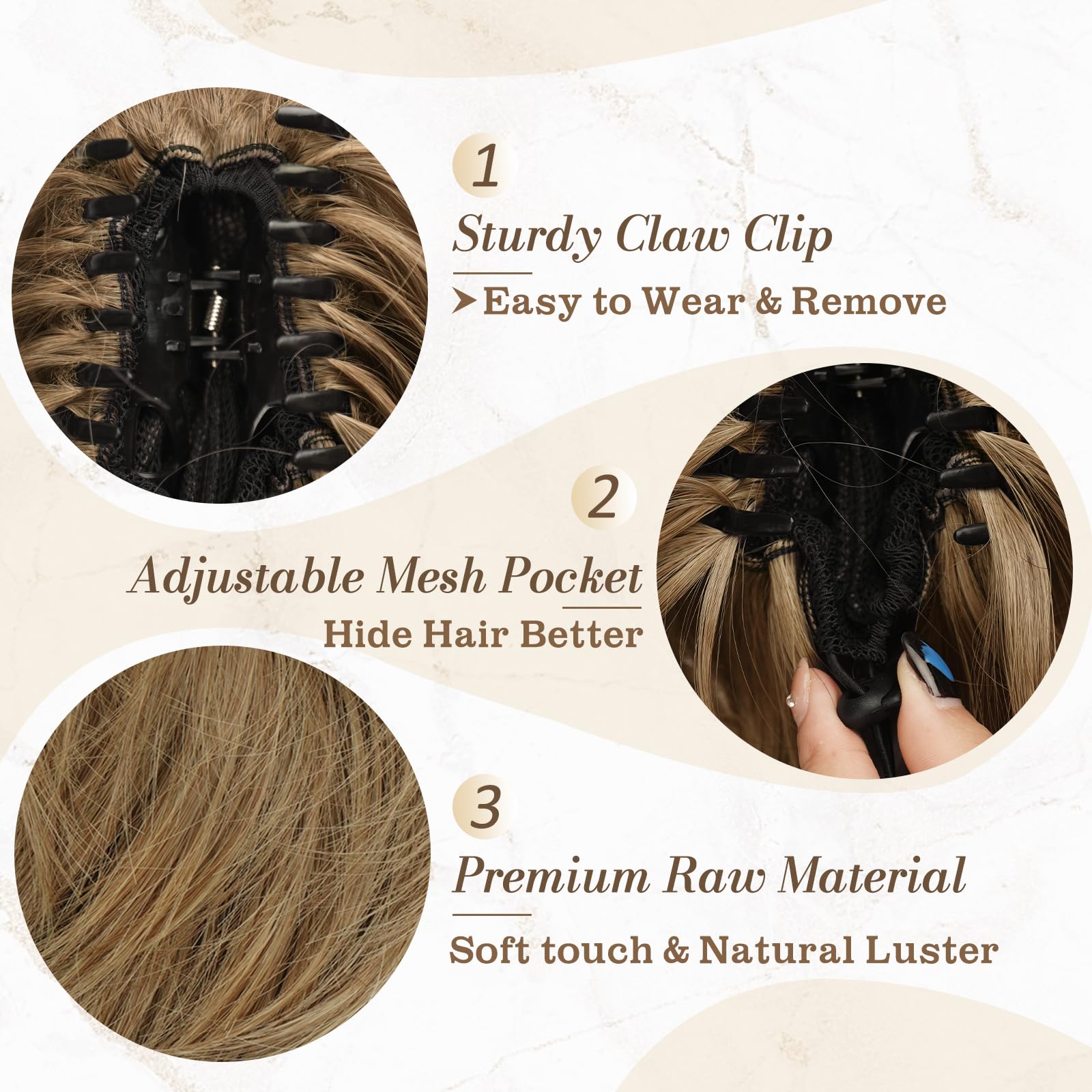 8 Inch Claw Clip Hair Bun Extension for Straight Hair - Perfect for Updos, Ponytails & Everyday Hairstyles