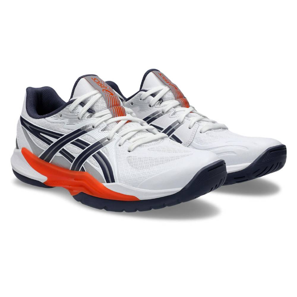 ASICS Powerbreak FF Men's Indoor Court Shoes - White/Nova Orange - Volleyball, Badminton & Squash Court Shoes for Men - Lightweight & Supportive Athletic Footwear