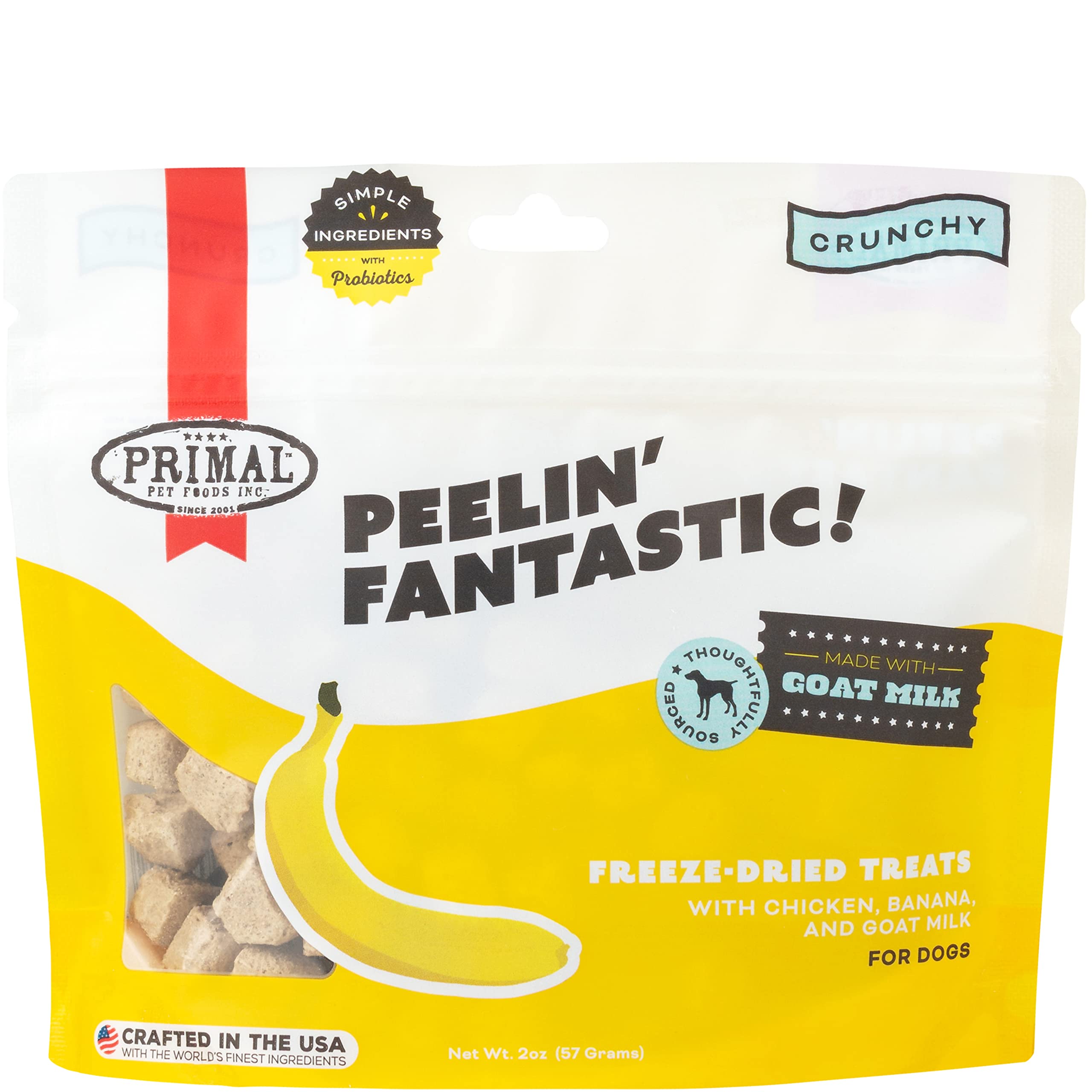 **Primal Freeze Dried Dog Treats - Chicken & Banana with Goat Milk | Grain-Free, Probiotic Training Treats for Small & Large Dogs | 2 oz | Healthy Dog Snacks for Obedience Training, Hiking, Travel & Daily Rewards | Perfect for Active Dogs & Pet Lovers**