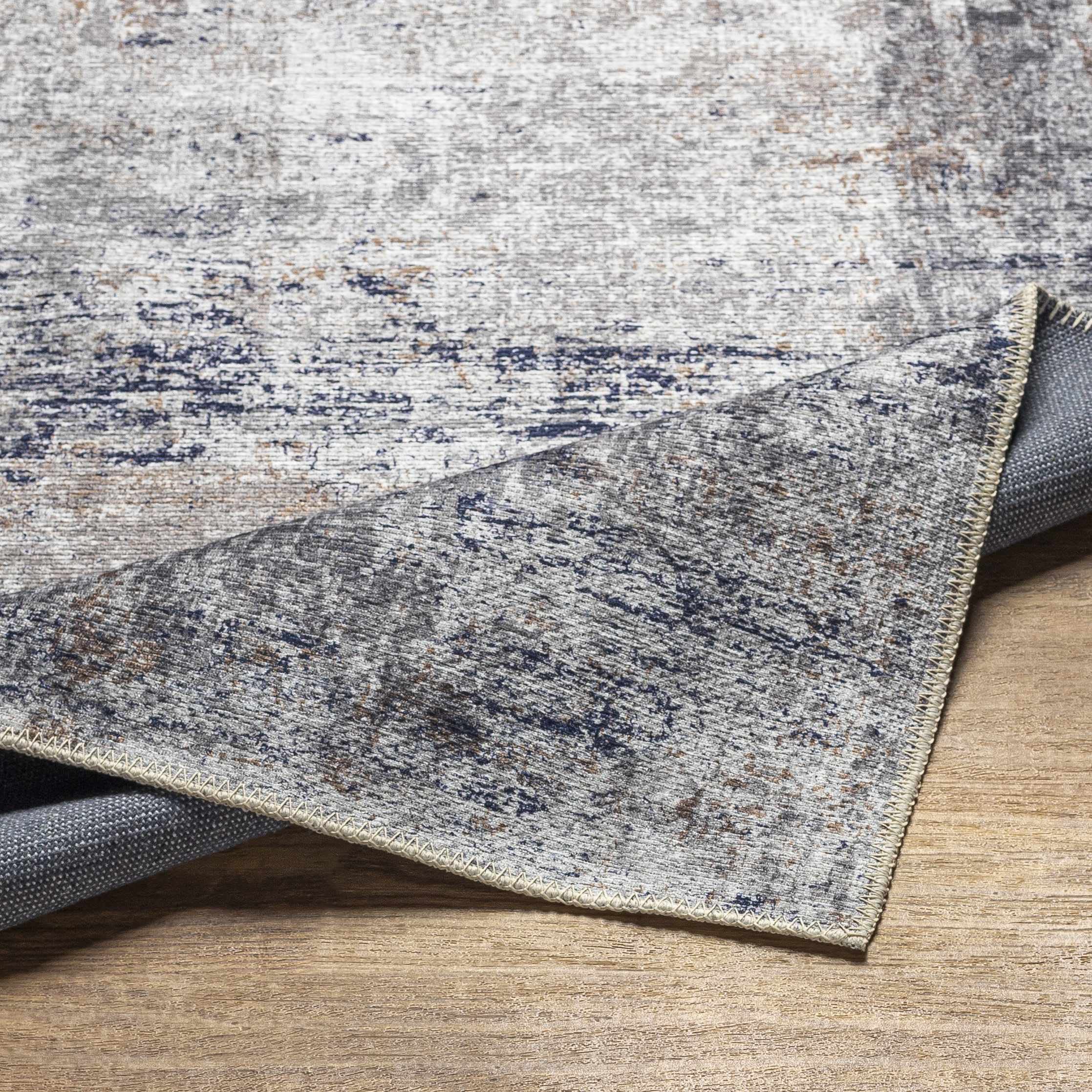 Hauteloom Fairplains Washable Area Rug for Living Room & Bedroom - Soft Gray & Blue Modern Design - 6'7