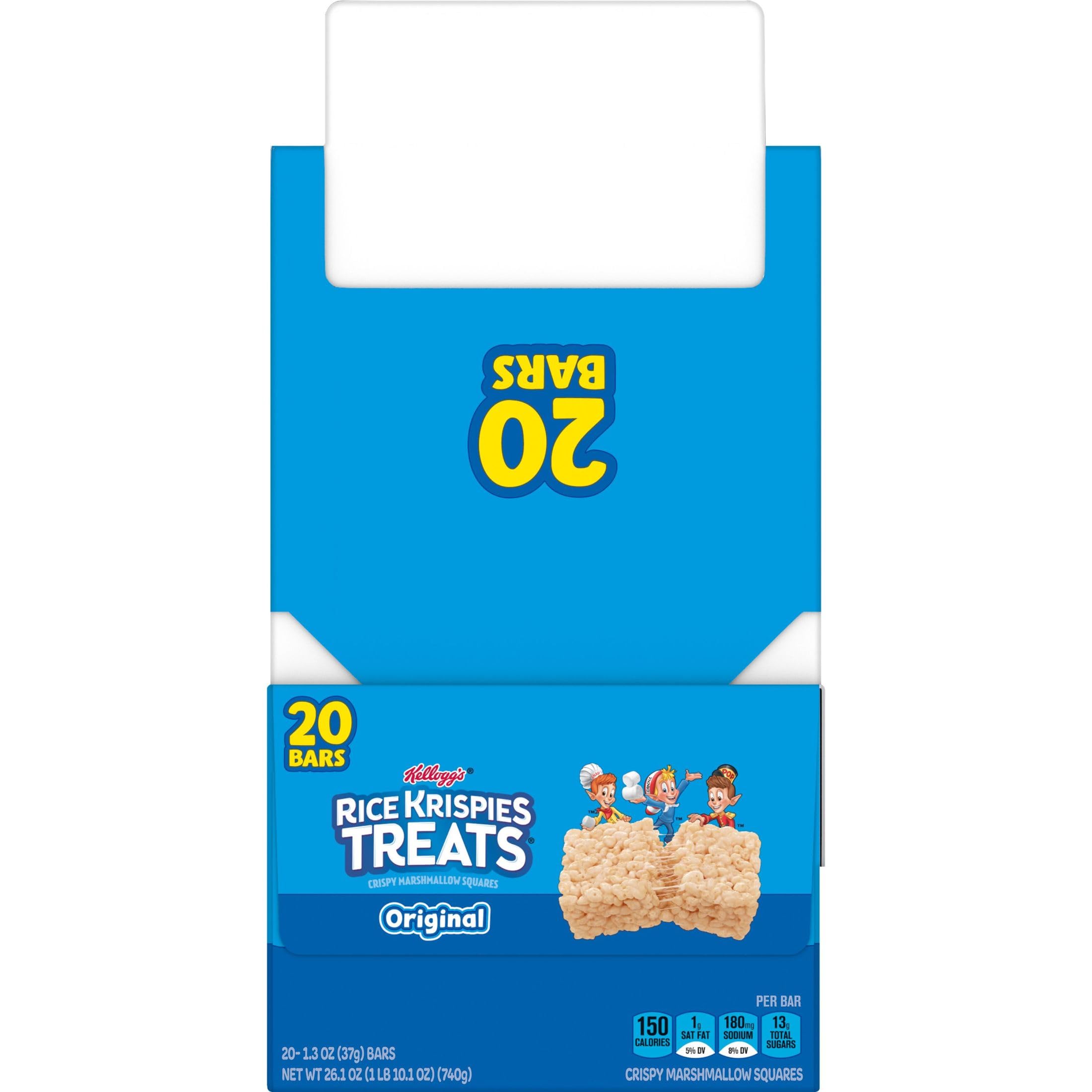 Original Rice Krispies Treats Marshmallow Snack Bars - 26oz Box (20 Count) - Crunchy Sweet Lunch Snacks for Kids & Adults - Perfect for School Lunches, Office Breaks & After-School Treats