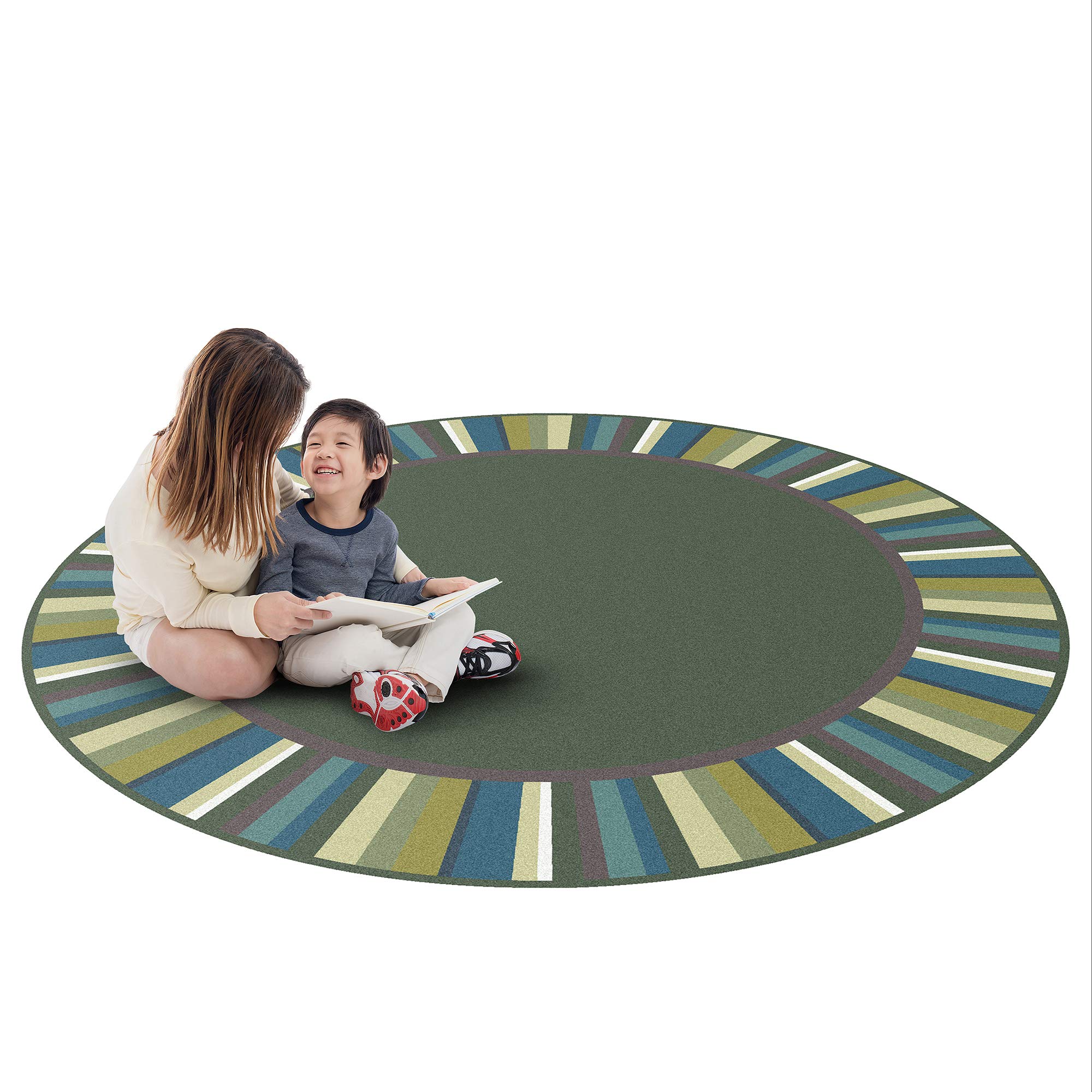 Joy Carpets Kid Essentials Clean Green Soft Round Rug 7'7