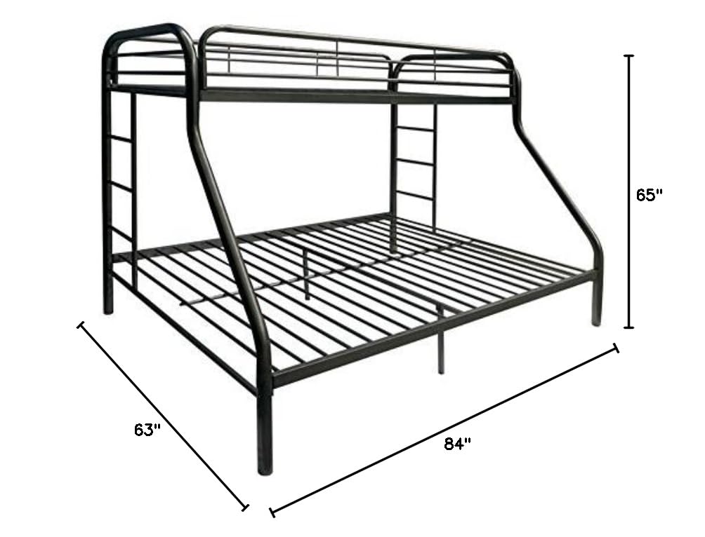 Acme Furniture Tritan Twin XL Over Queen Bunk Bed in Black - Space-Saving Bunk Bed for Kids, Teens & Guest Rooms