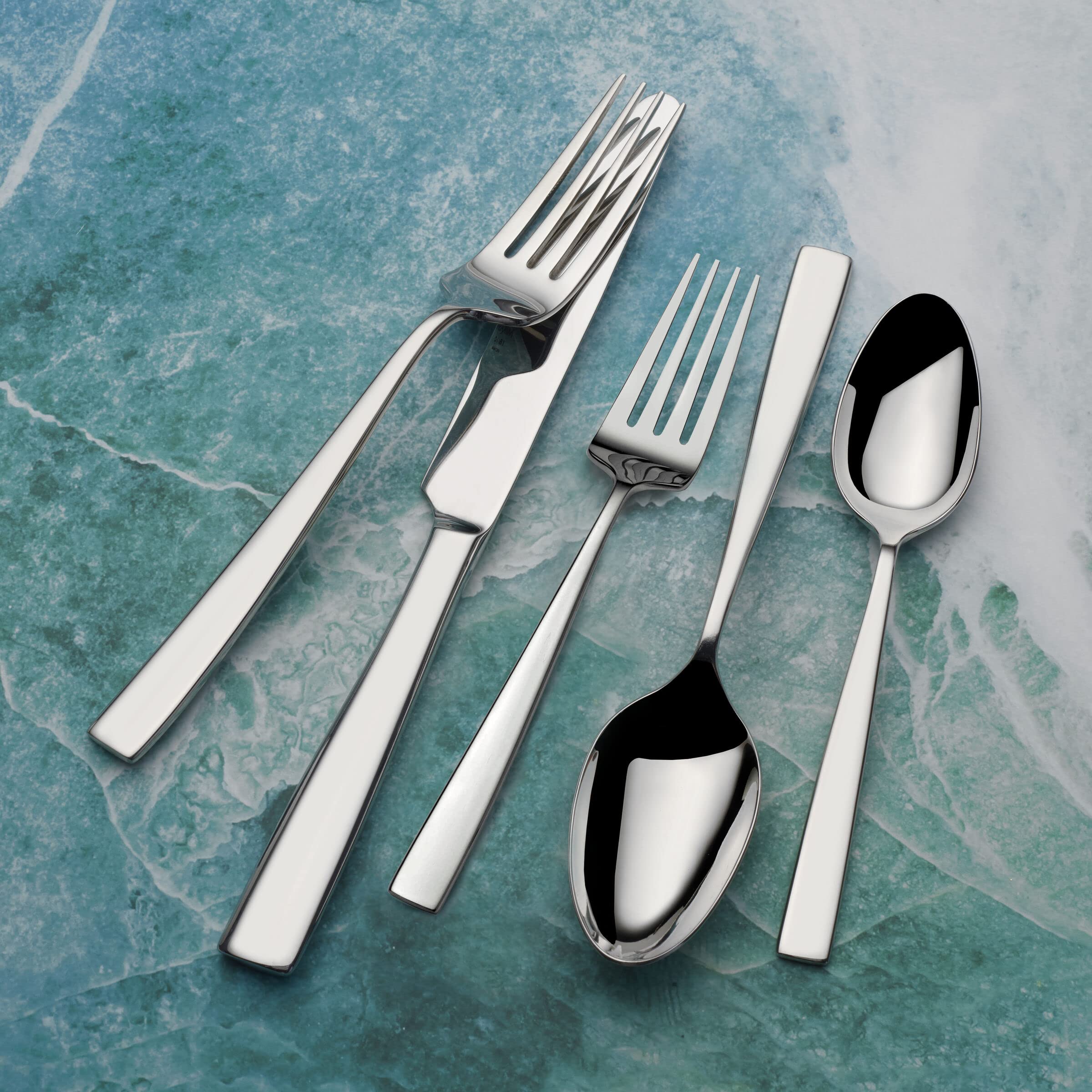 Premium Mikasa Everett 101-Piece Flatware Set for 12 - 18/10 Stainless Steel Silverware with Serving Utensils - Perfect for Dinner Parties, Weddings & Formal Dining