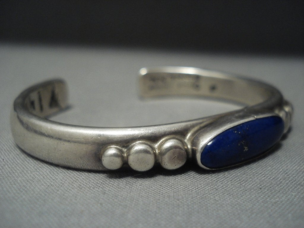Vintage Navajo Sterling Silver Bracelet by Orville Tsinnie - Handmade Native American Jewelry with Lapis Lazuli for Women, Boho Chic Accessories, Perfect for Festivals & Special Occasions