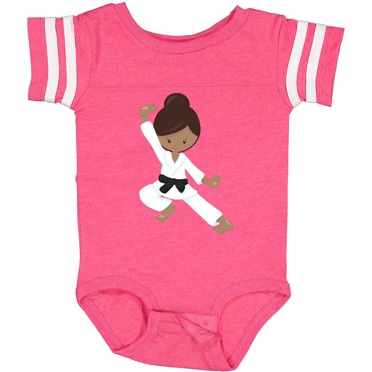 Inktastic African American Girl Black Belt Karate Girl Baby Bodysuit - Cute Martial Arts Outfit for Infants & Toddlers - Perfect for Karate Classes, Playdates & Black History Month Celebrations
