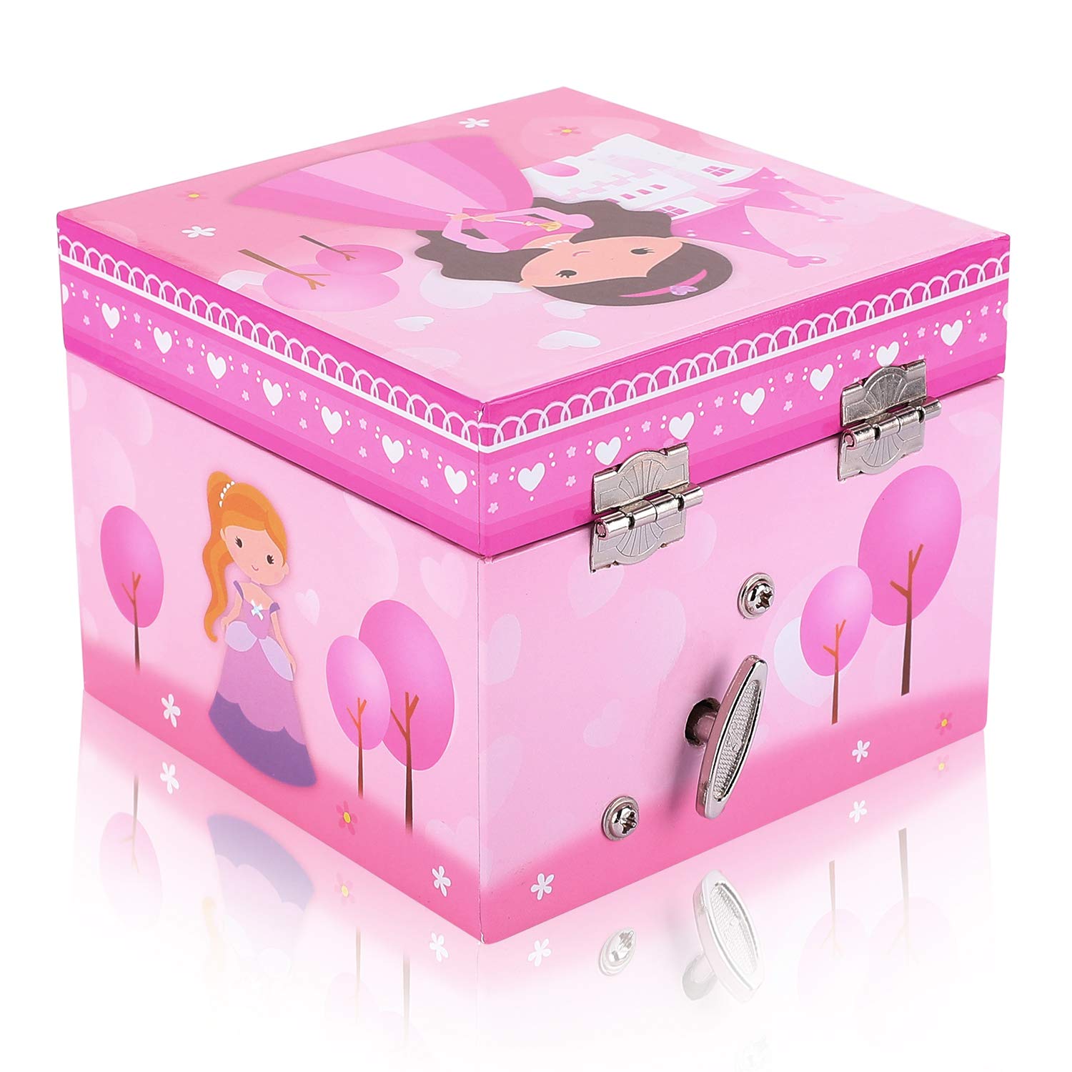 TAOPU Sweet Square Musical Jewelry Box with Pullout Drawer & Spinning Princess - Jewelry Storage Case for Girls, Perfect for Birthday Gifts, Room Decor & Keepsake Organization (Pink) - Play Melodies While Storing Rings, Necklaces & Treasures