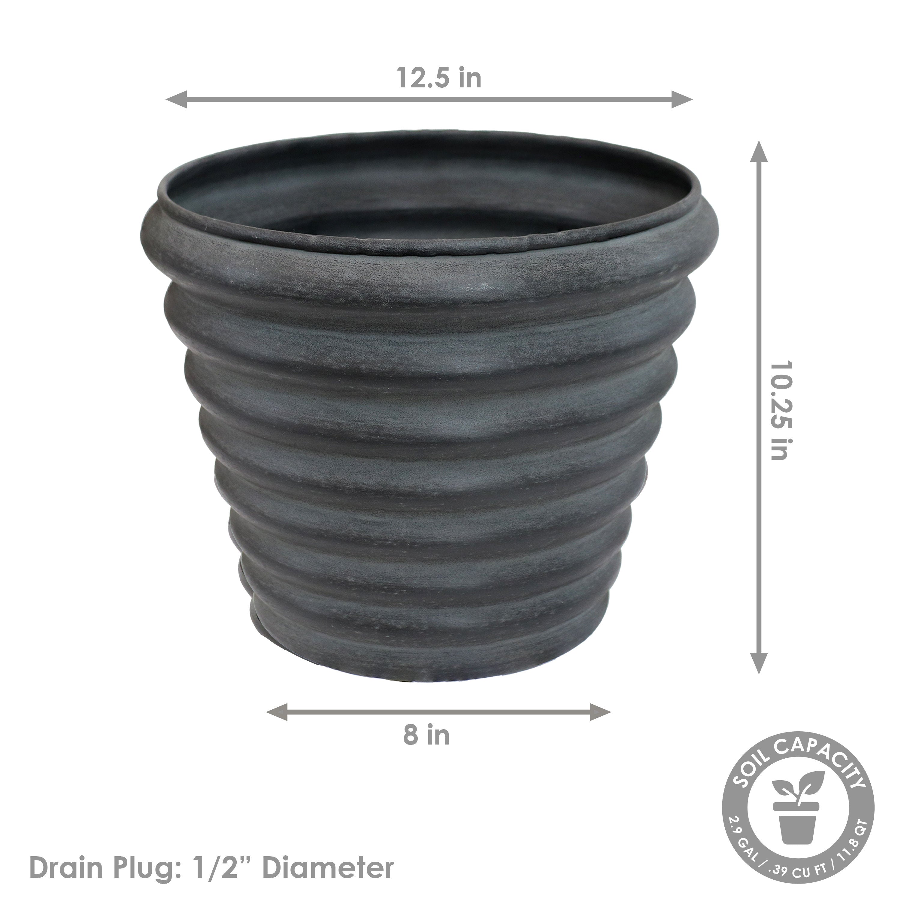 Sunnydaze Molly 12.5 Inch Metal Outdoor Planters - Rust-Resistant Garden Pots for Patio, Deck & Balcony Decor - Perfect for Flowers, Succulents & Herbs
