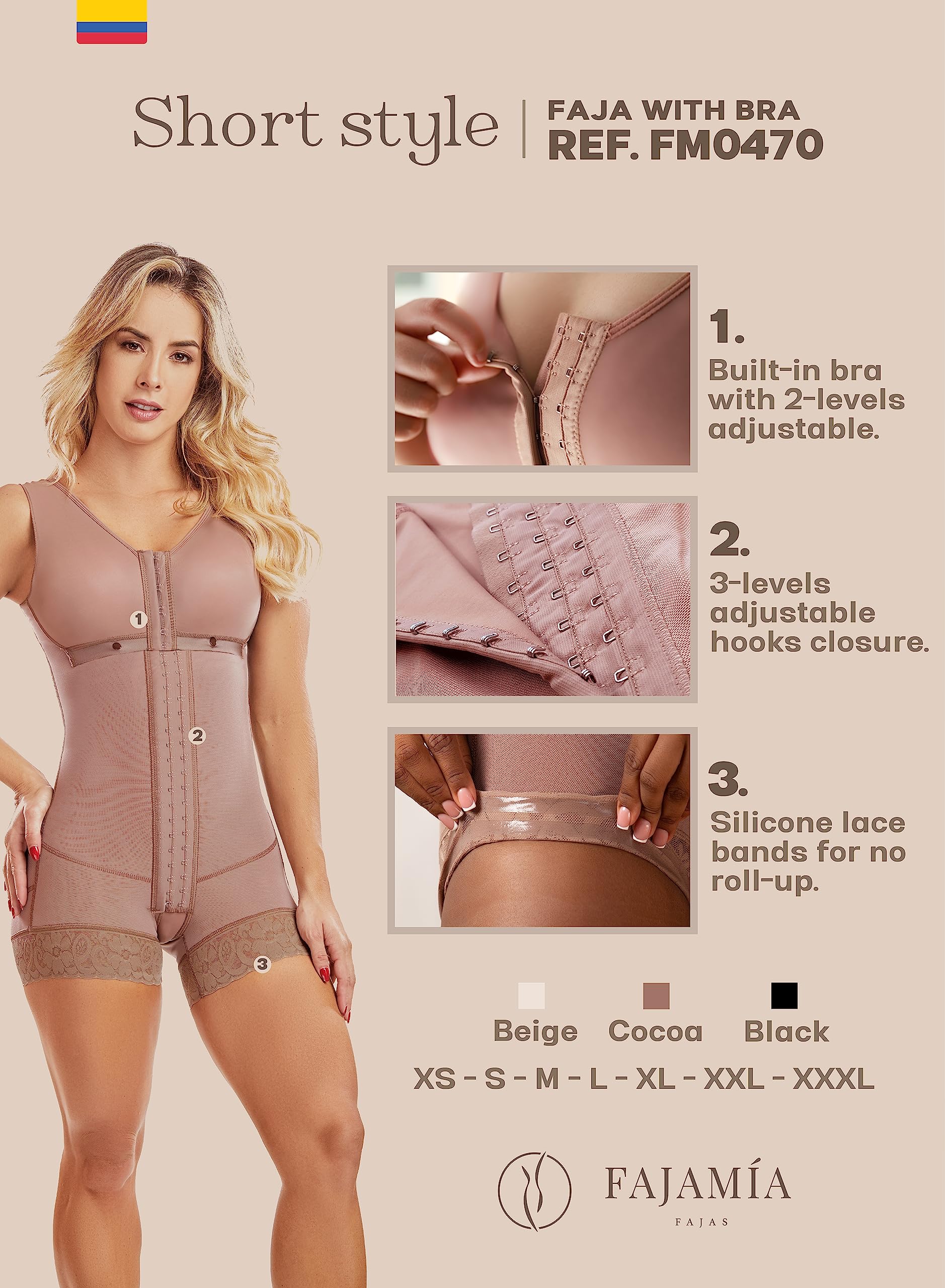 Postpartum & Post-Surgery Colombian Shapewear for Women - 0470 Fajas Reductoras Body Shaper - Slimming & Tummy Control Compression Garment - Perfect for Recovery, Weight Loss & Special Occasions
