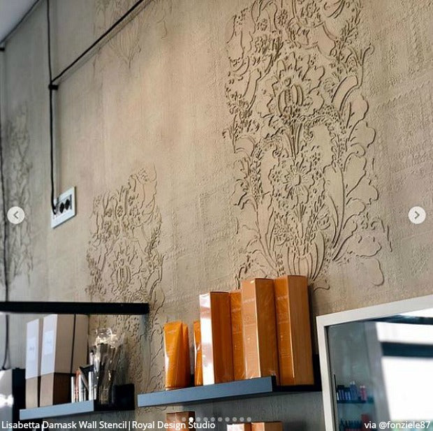 Lisabetta Damask Wall Stencil - Reusable DIY Painting Template for Home Decor, Accent Walls & Furniture - Perfect for Bedroom, Living Room & Nursery Renovation