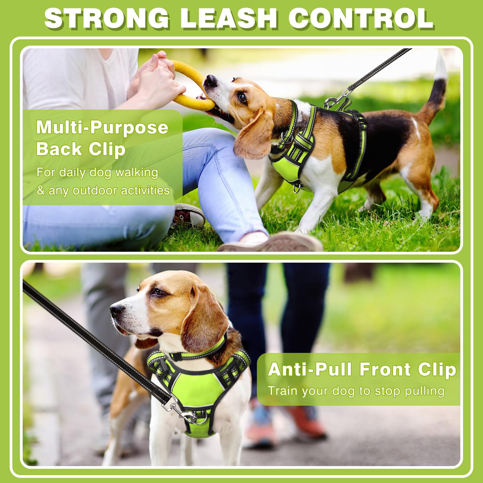WINSEE No Pull Dog Harness - Adjustable Reflective Pet Vest with Front & Back Leash Clips for Small Medium Large XL Dogs - Easy Control Handle for Walking - Perfect for Outdoor Adventures & Nighttime Safety