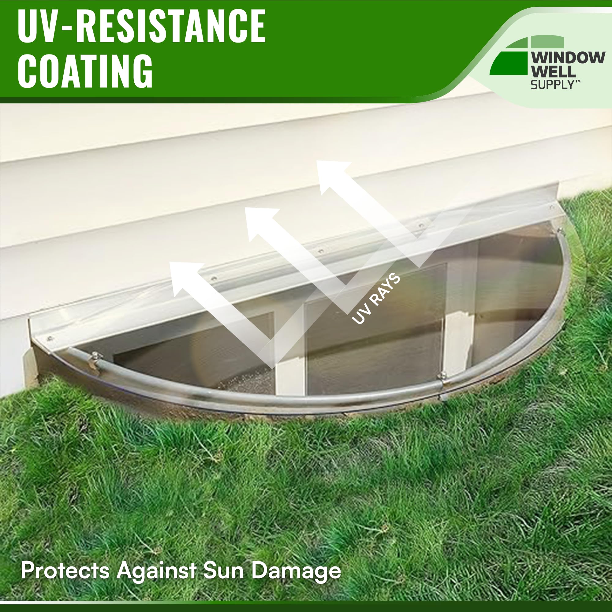 Heavy-Duty Polycarbonate & Aluminum Window Well Cover for Basement Windows - Sloped Design (44