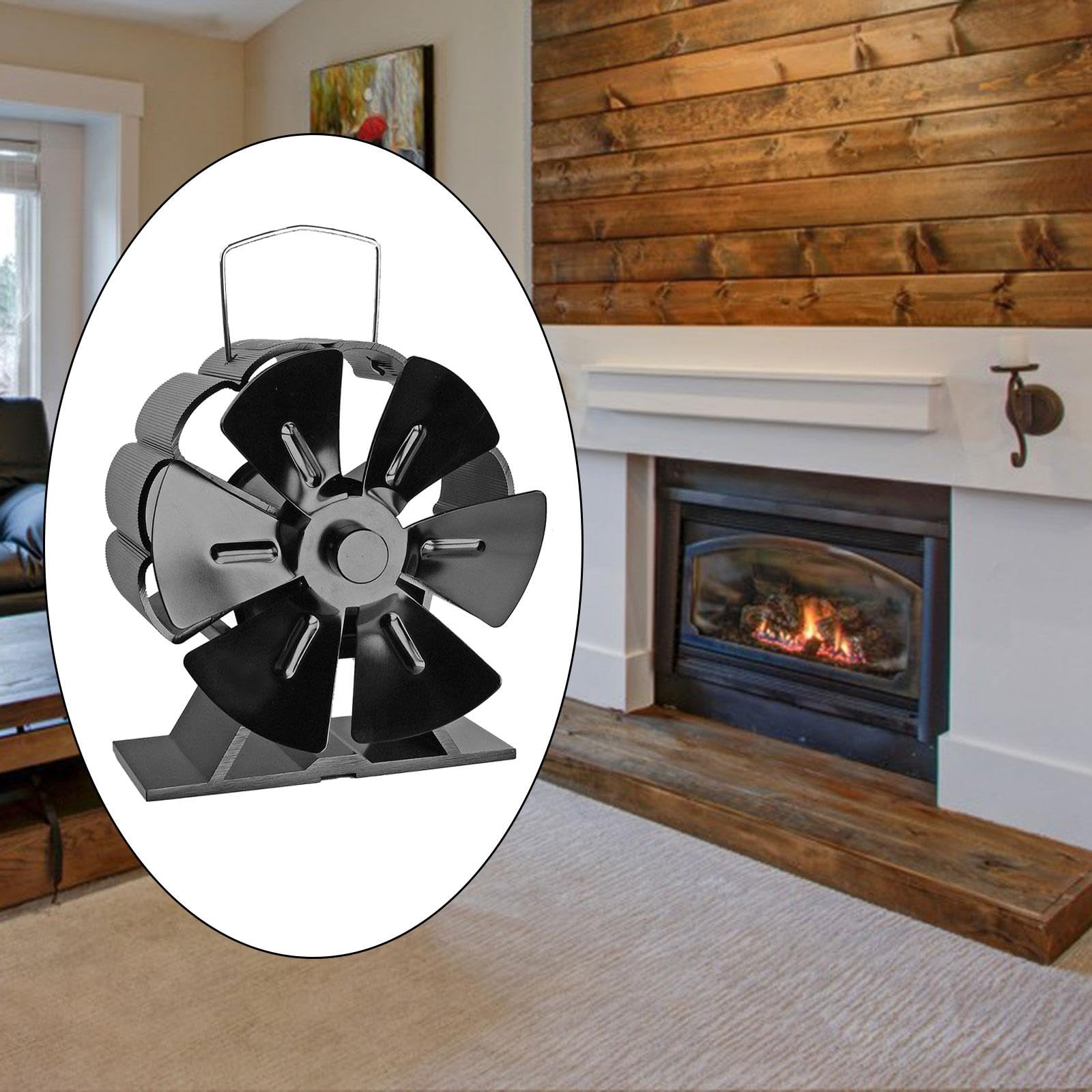 MYCENSE Mini Wood Stove Fan - 6 Vanes, Lightweight & Efficient for Fireplaces