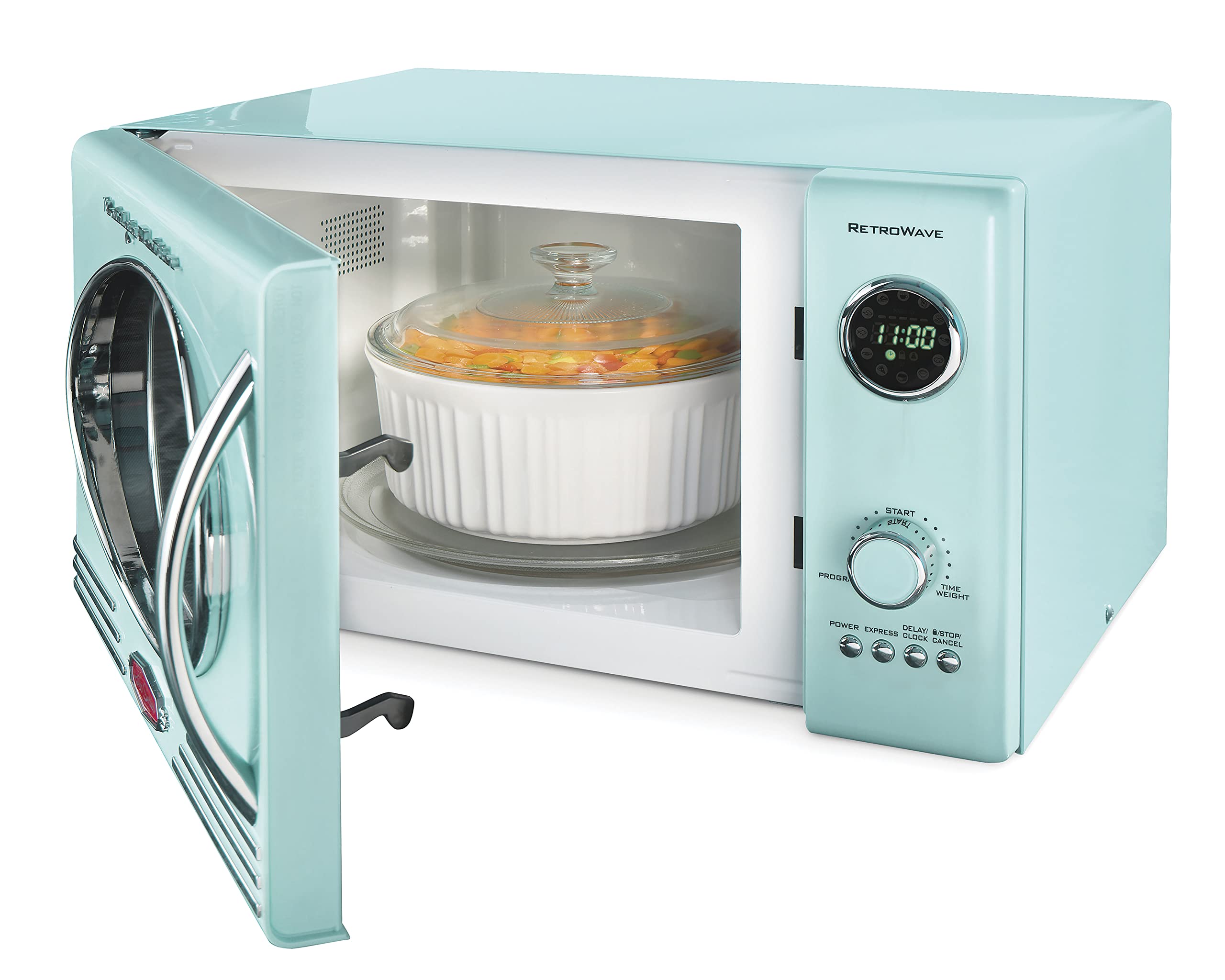 Vintage Retro Countertop Microwave Oven with Wide 2-Slice Toaster Set - Perfect for Small Kitchens, Dorms & Office Break Rooms | Quick Meals & Snacks | 70s Style Appliances