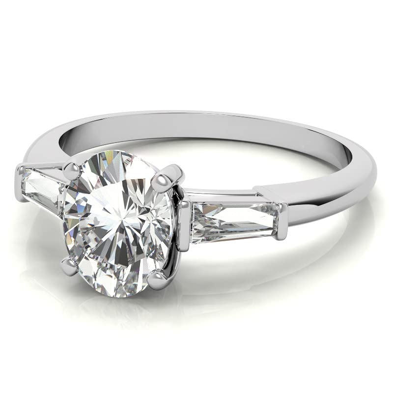 2 CT Oval Colorless Moissanite Engagement Ring Set for Women - Sterling Silver Wedding Bridal Ring Set with Solitaire Prong - Anniversary Promise Gift for Her - Perfect for Proposals, Weddings & Special Occasions