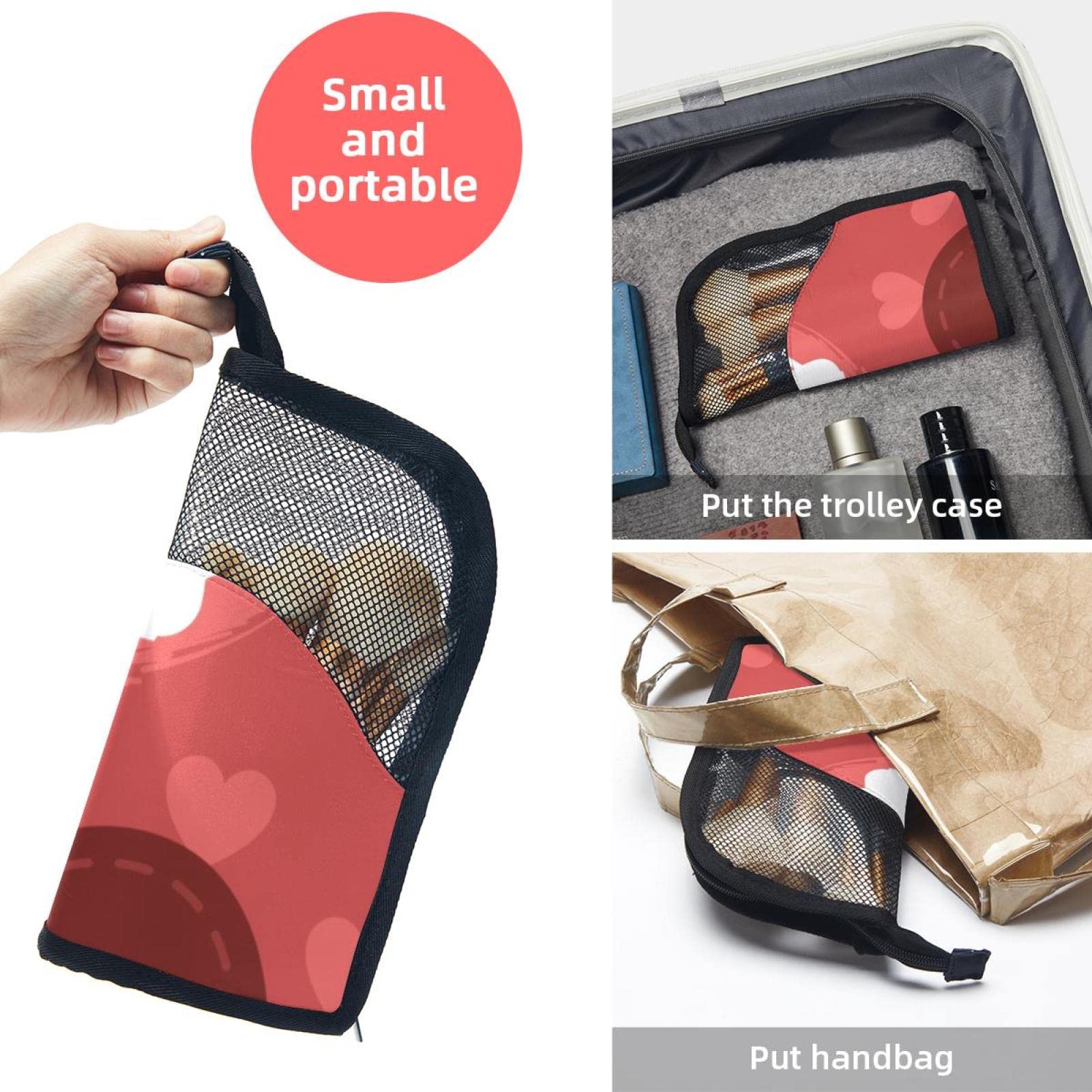 Portable Makeup Brush Organizer Bag with 12 Slots - Cute Cats in Love & Hearts Design - Travel Cosmetic Brush Holder Case for Makeup Artists & Beauty Enthusiasts - Perfect for Travel, Home Vanity & Professional Makeup Kits