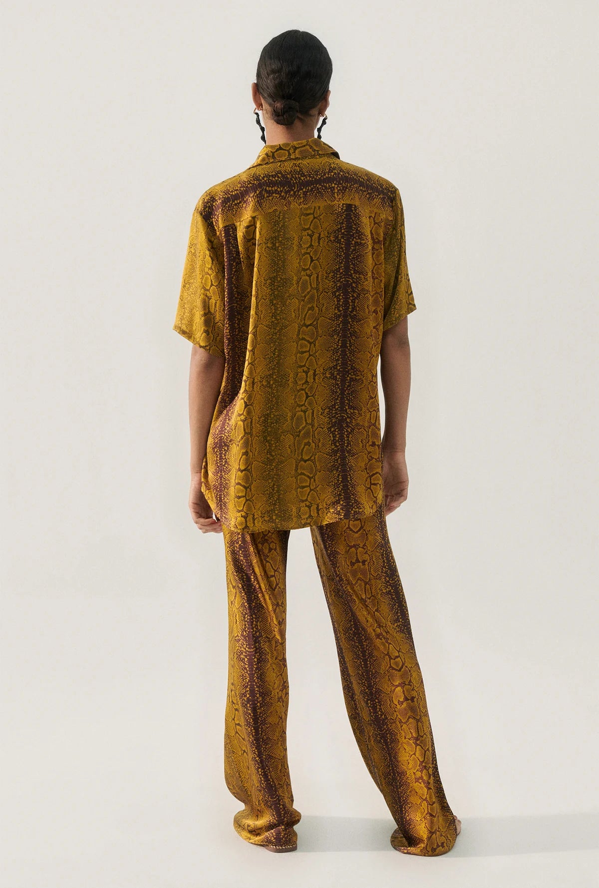 Stylish Bias Cut Pants with Snake Skin Print - Perfect for Office Wear & Evening Outfits