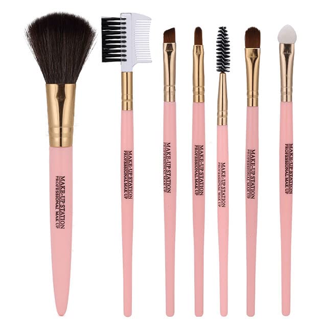 8Pcs Makeup Brush Set - Foundation & Eyeshadow Brushes for Flawless Beauty (Pink) | Perfect for Daily Makeup & Travel