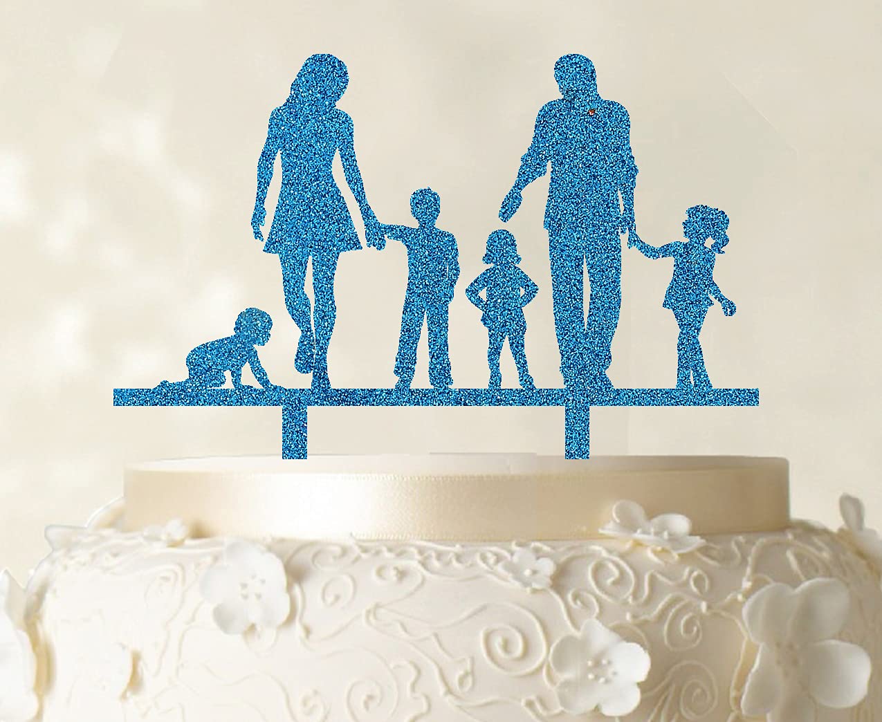 Custom Silhouette Wedding Cake Topper - Personalized Family Cake Decorations (6