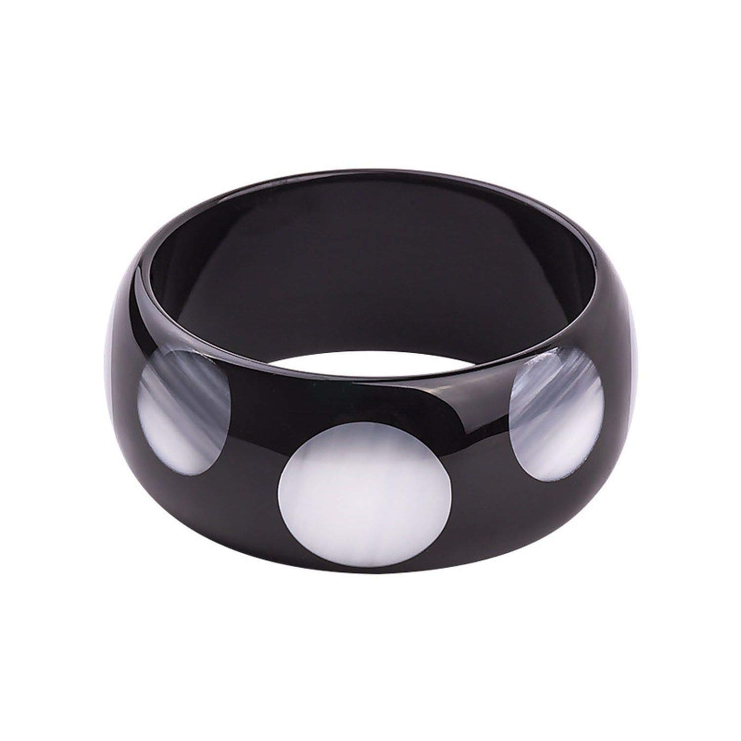 Stylish Brown Acrylic Resin Cuff Bracelet for Women - Wide Round Bangle with Spot Design, Simple Charm Jewelry for Party, Gift & Everyday Wear