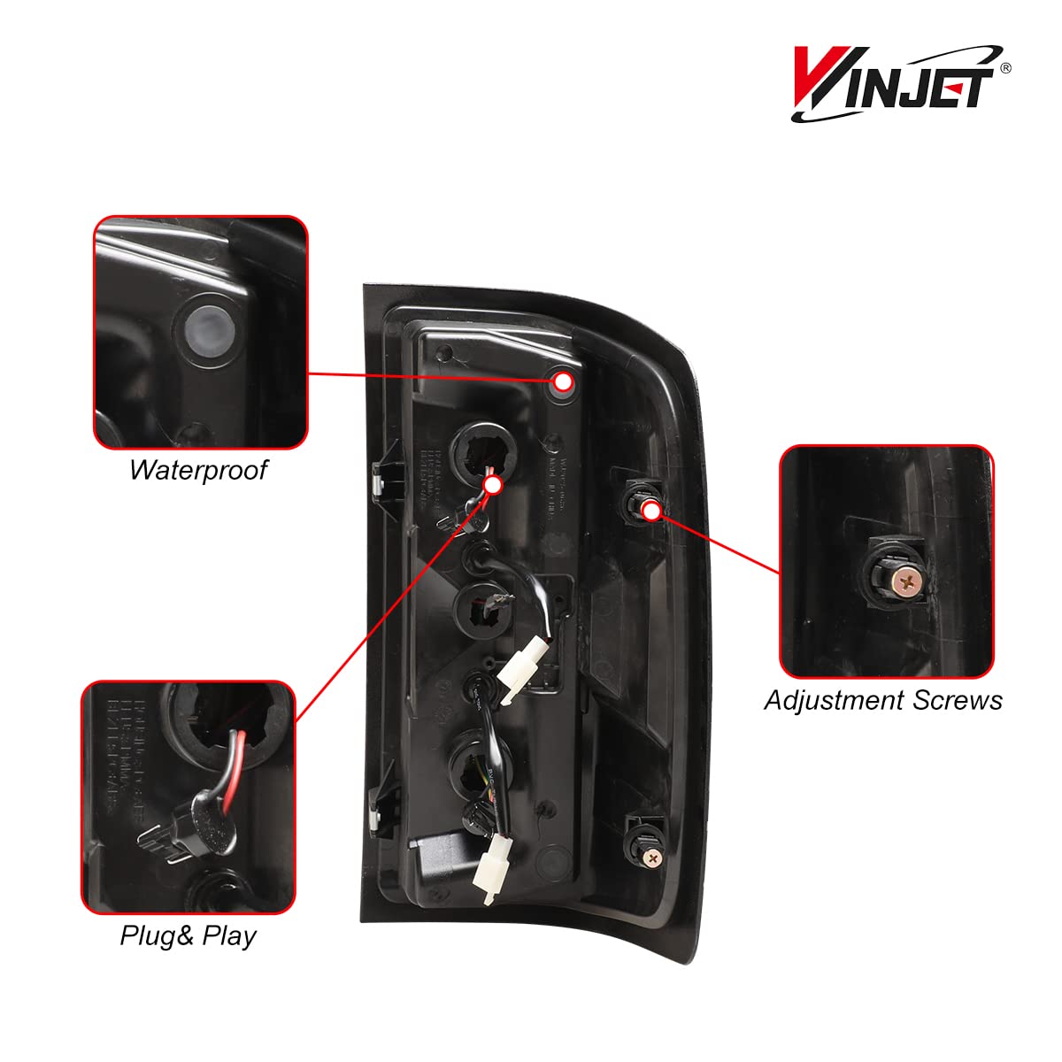 Winjet LED Tail Lights Assembly for 2014-2018 Chevy Silverado 1500/2500HD/3500 - Red DRL LED Taillights with Sequential Turn Signals & Dynamic Brake Running Lights - Upgrade for Enhanced Visibility and Style