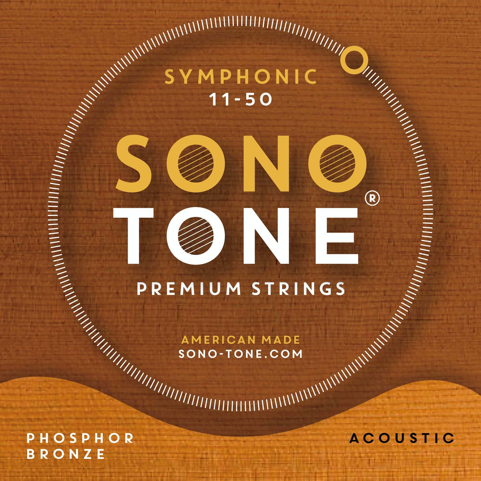SonoTone Symphonic 11-50 Extra-Light Acoustic Guitar Strings - Ultra Phosphor Bronze Wrap, Hand-Wound Precision Hex Core for Bright Balanced Sustain - Made in USA | Perfect for Fingerstyle, Folk & Studio Recording