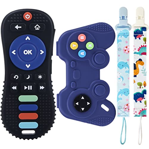 BPA-Free Baby Teething Toys Set - Silicone Teether in Remote Control & Game Controller Shapes for Toddlers Boys & Girls | Soothing Sore Gums During Playtime & Travel