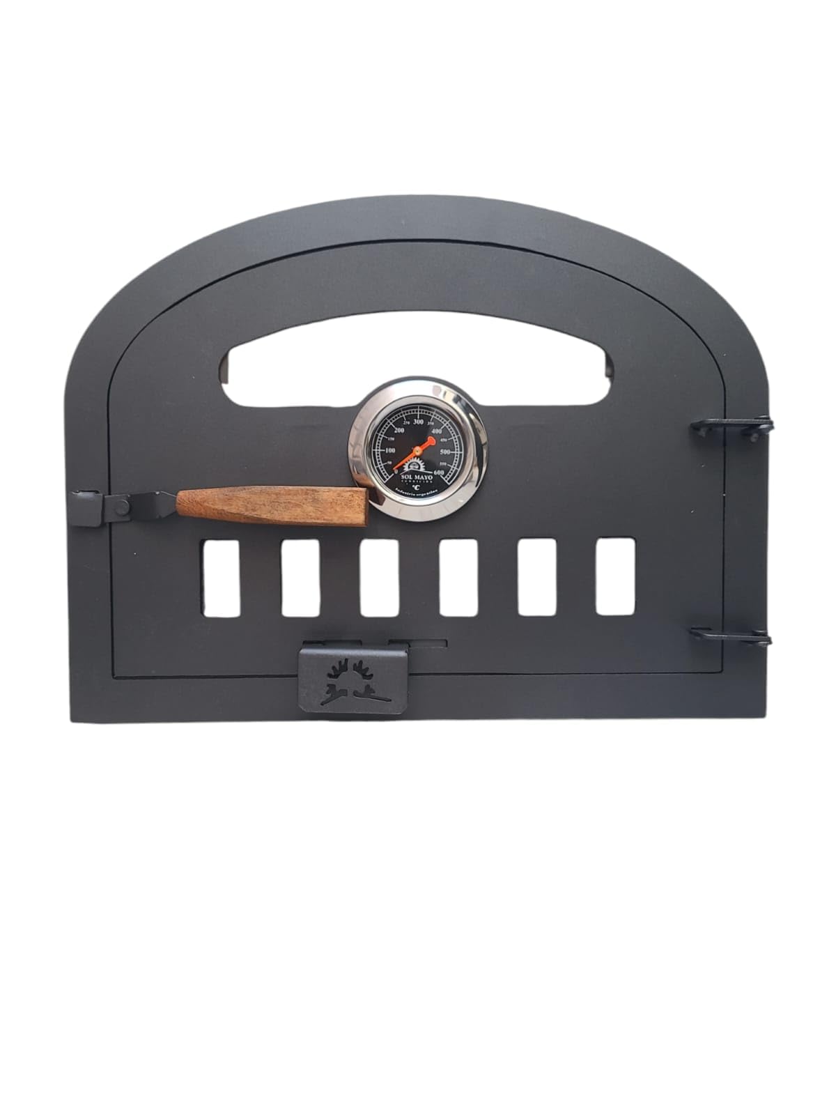 Cast Iron Oven Door with Window, Air Regulator & Temperature Gauge - Small Size for Wood Stoves, Fireplaces & Outdoor Cooking