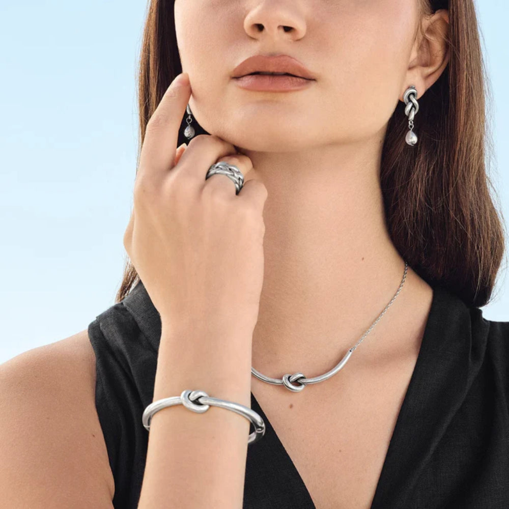 Brighton Interlok Single Knot Hinged Bangle - Sterling Silver Adjustable Bracelet for Women, Elegant Jewelry Gift for Her | Perfect for Weddings, Parties & Everyday Wear