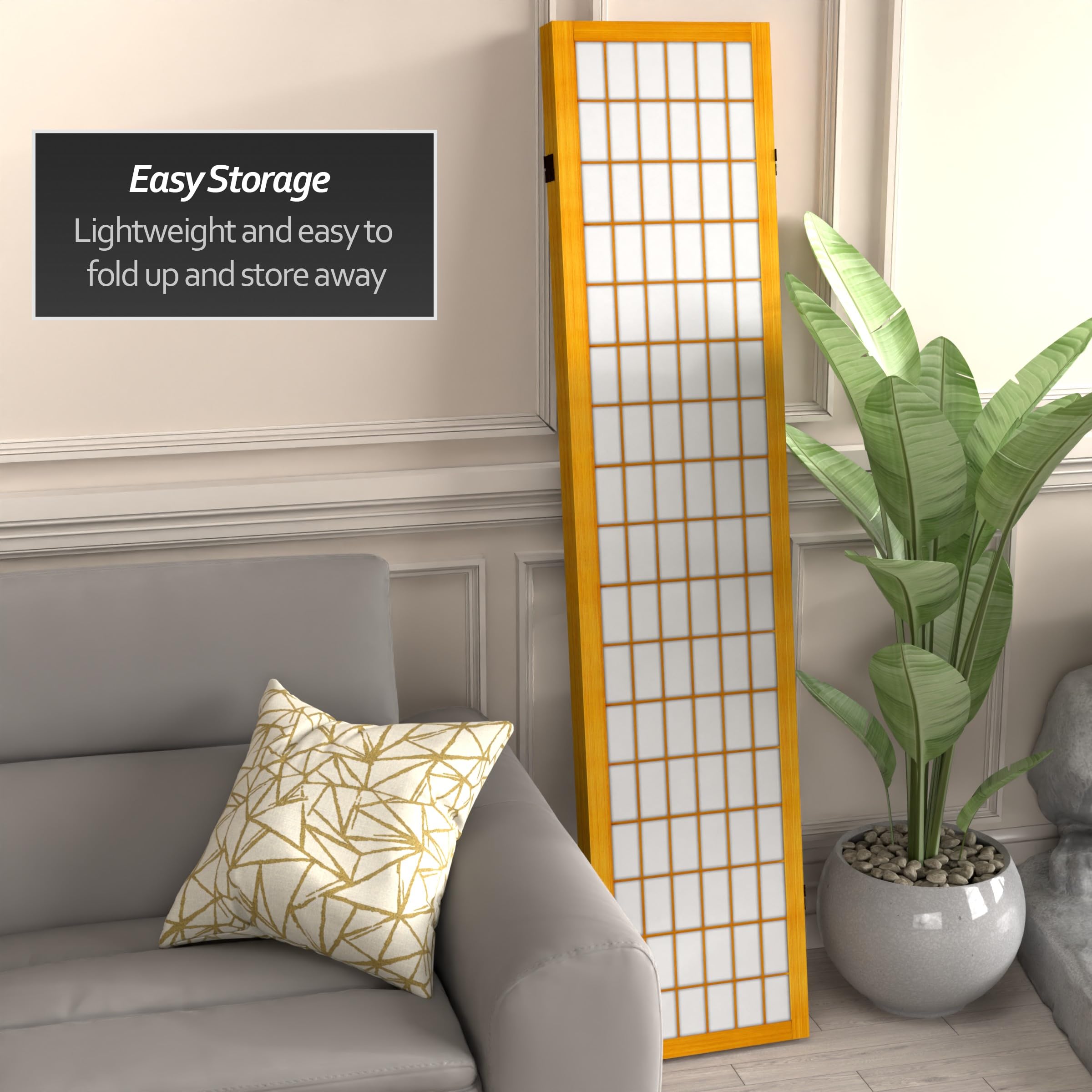 6 ft. Tall Red Lantern Canvas Window Pane Honey Room Divider - 3 Panel Folding Privacy Screen for Living Room, Bedroom & Office Partition
